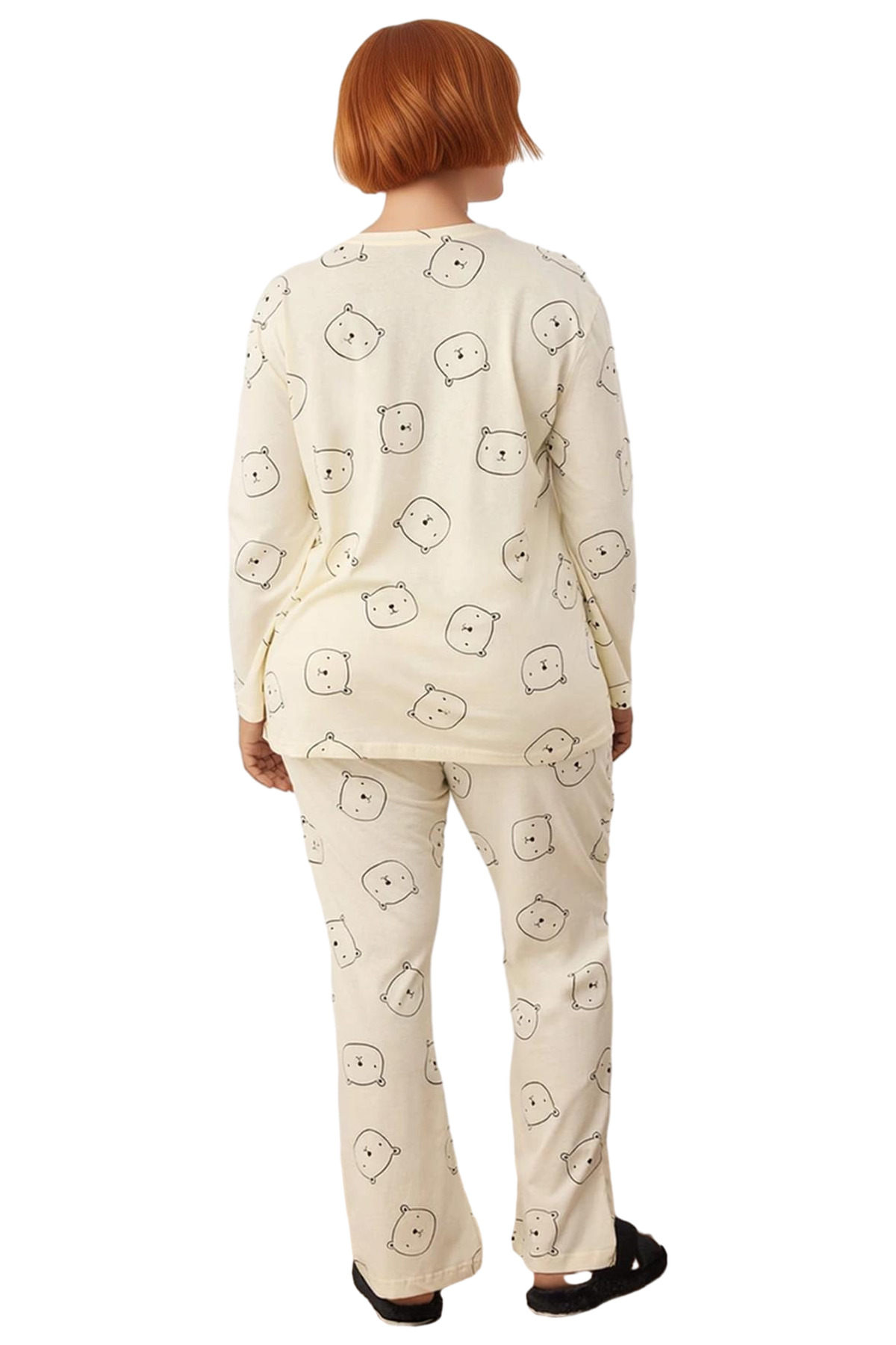 Kadın Ayıcıklı Pamuklu Pijama Takımı Fonksiyonel Dayanıklı Kaliteli Konforlu Estetik Rahat