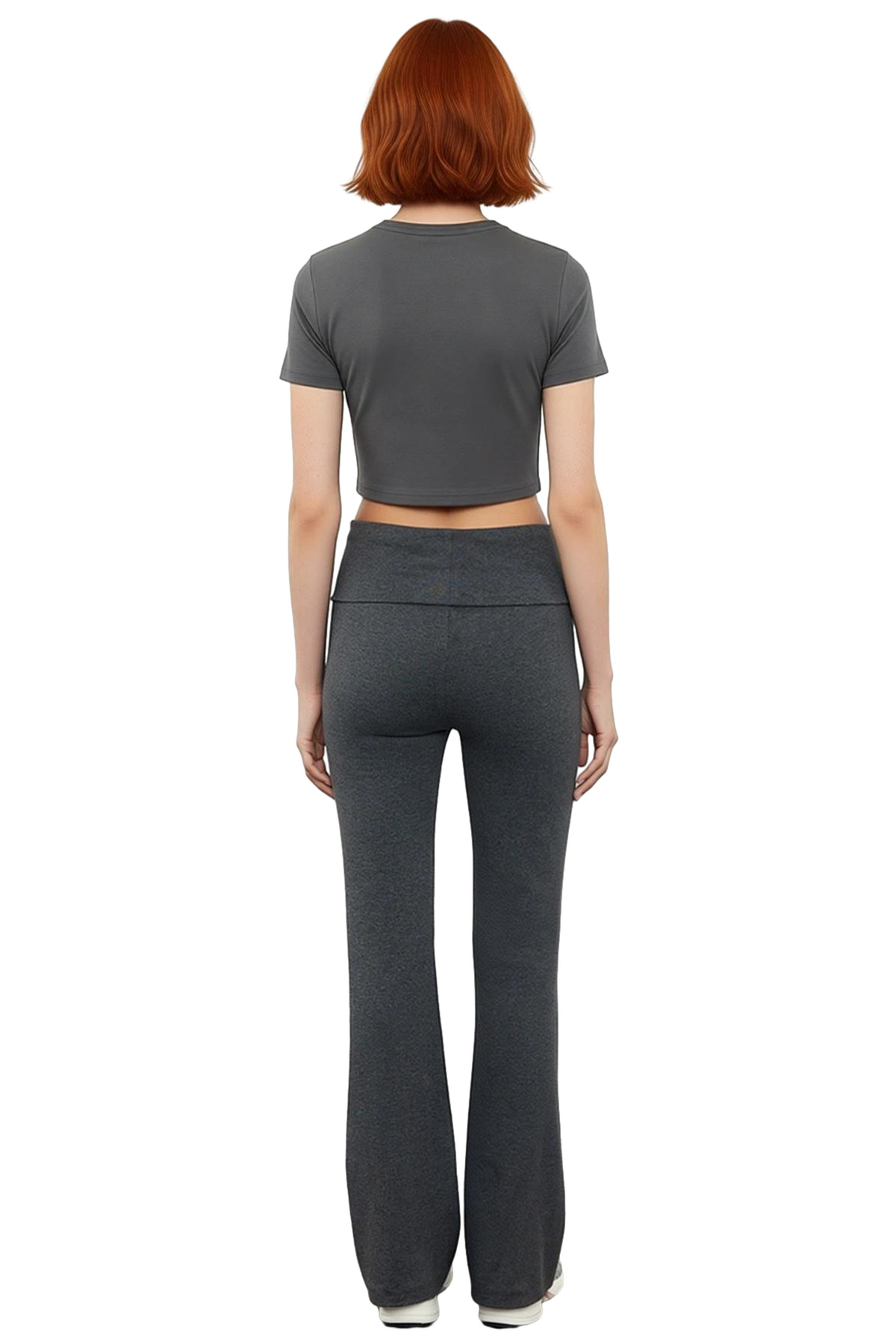 Kadın Moda İspanyol Paça Örme Pantolon Normal Bel Düz Desen Günlük Kullanım Yazlık