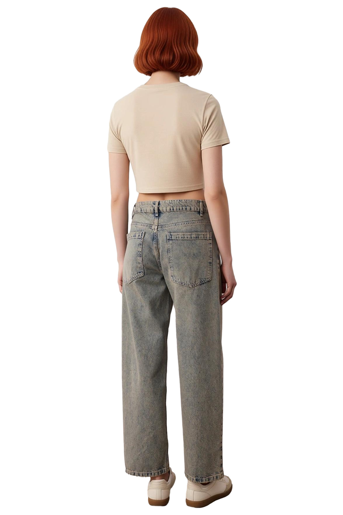 Kadın Moda Geniş Paça Düşük Bel Denim Pantolon Pamuklu Günlük Kombinler Mevsimlik Kullanım