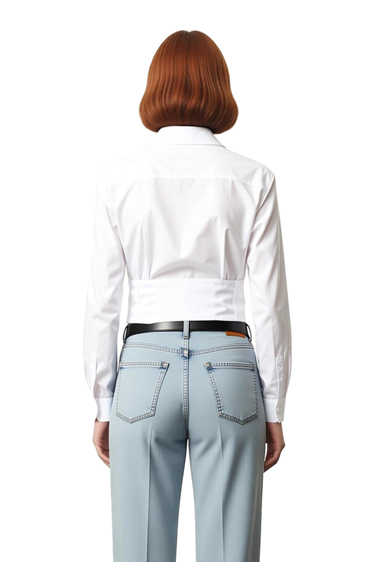Kadın İçin Bele Oturan Fitted Kesim Uzun Kollu Crop Gömlek Şık ve Modern Günlük Kombinler Spor