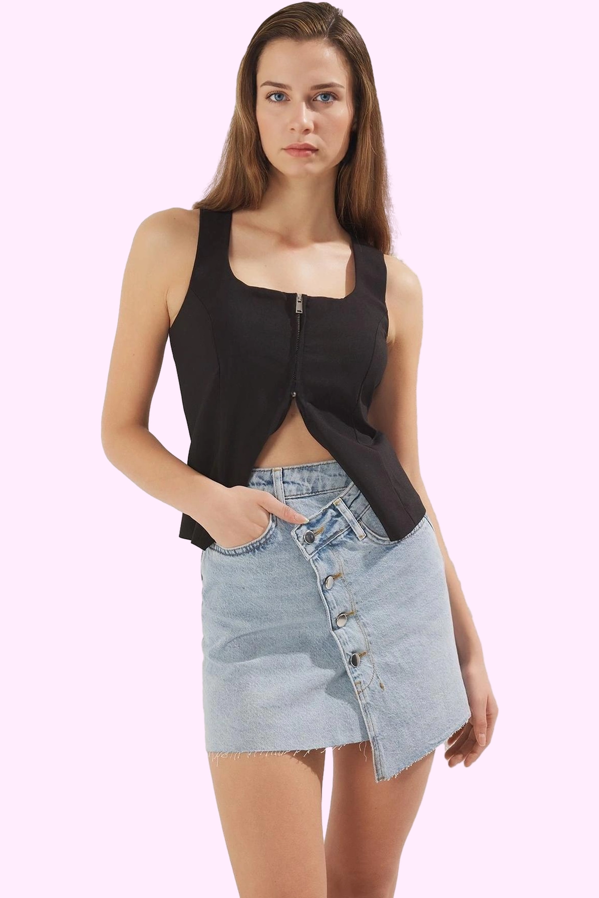 Kadın Denim Mini Etek A line Kalıp Pamuk Günlük Kombinler Hafta Sonu Yaz Aylarının Vazgeçilmezi