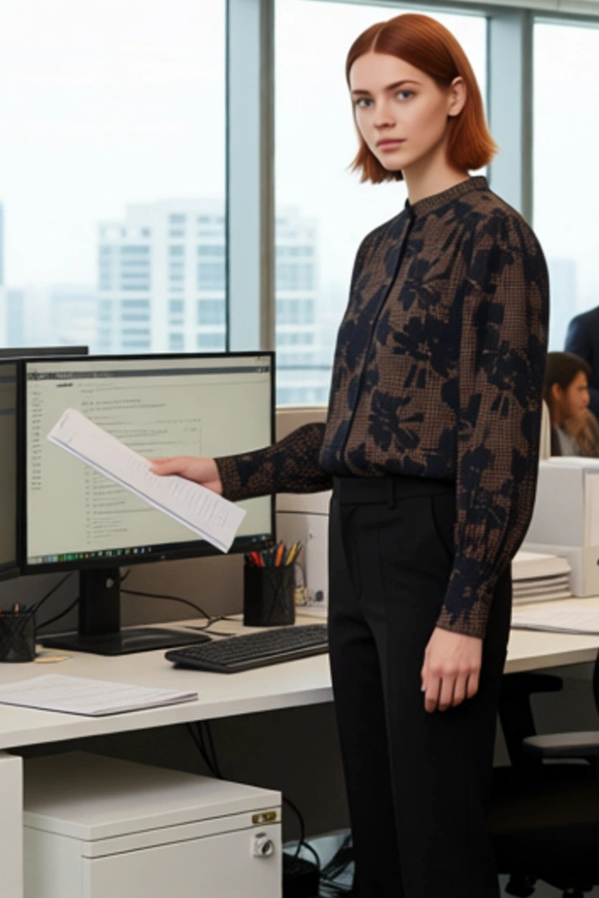 Kadın Oversize Hakim Yaka Çiçek Desenli Viskoz Polyester Gömlek Rahat Şıklık Sunar Estetik