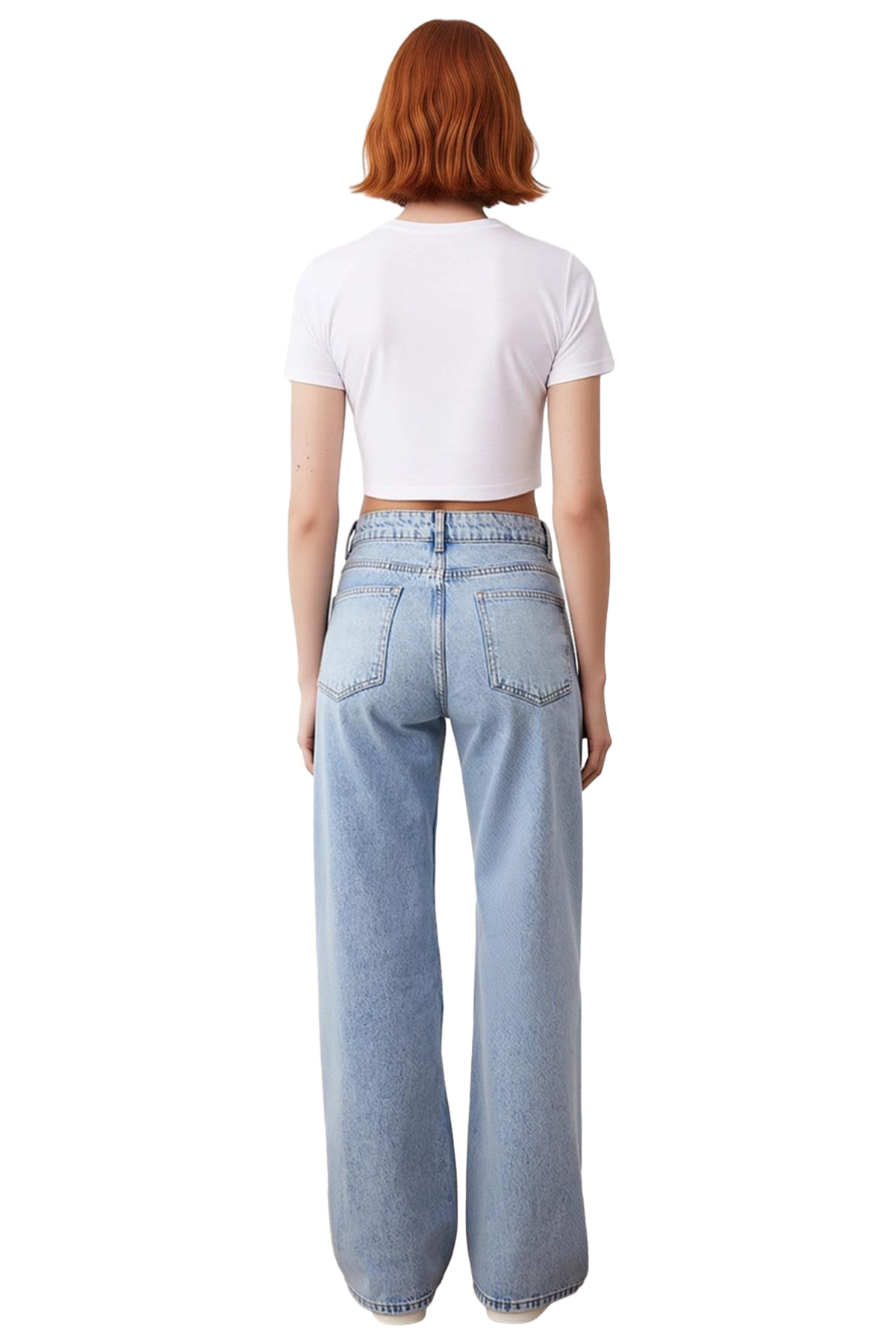 Kadın Açık Yüksek Bel Wide Leg Jean Pantolon Fonksiyonel Dayanıklı Kaliteli Konforlu Rahat