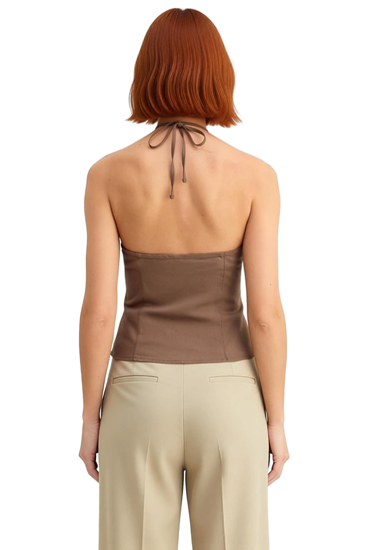 Kadın Halter Yaka Gabardin Dokuma Bluz Şık Ve Konforlu Günlük Stil Kaliteli Şık Rahat Modern