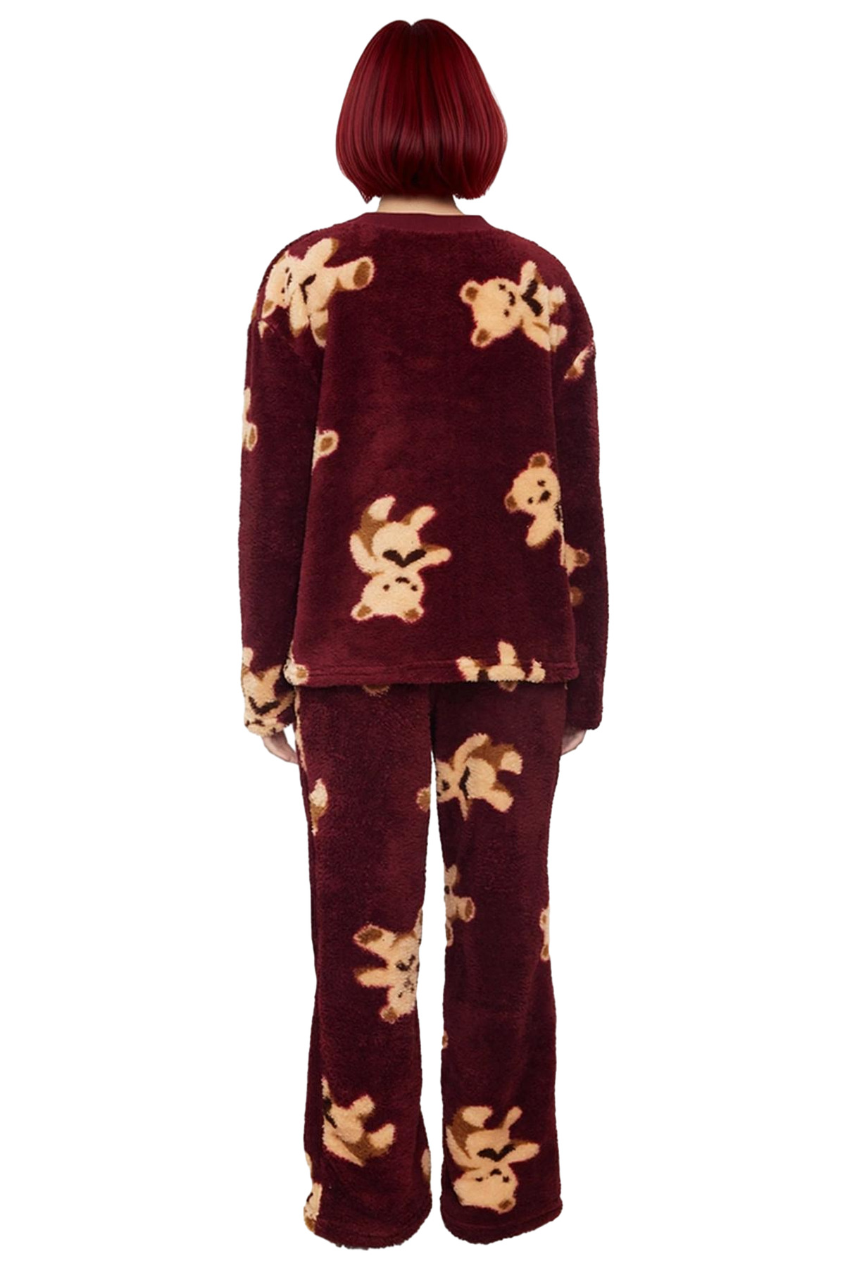 Kadın Ayıcıklı Wellsoft Kışlık Pijama Takımı Regular Kalıp Yüksek Kalite Modern Stil Özel Tasarım