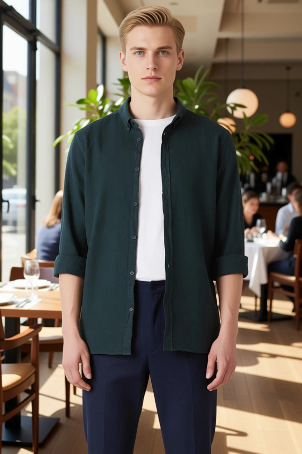 Erkek Slim Fit Dokulu Gömlek Fonksiyonel Dayanıklı Kaliteli Konforlu Estetik Premium Rahat