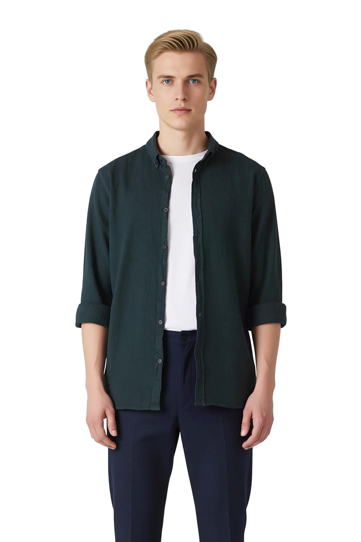 Erkek Slim Fit Dokulu Gömlek Fonksiyonel Dayanıklı Kaliteli Konforlu Estetik Premium Rahat