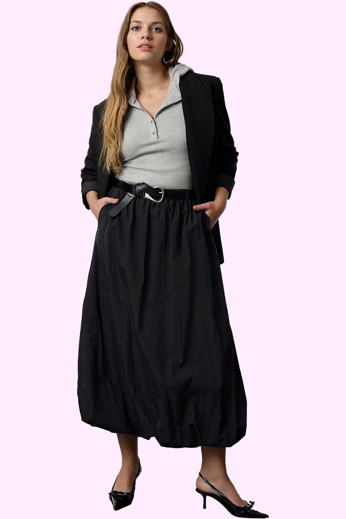 Kadın Maxi Boy Balon Etek Şık Günlük Kombinler İçin Polyester Kumaş Yaz Aylarının Vazgeçilmezi