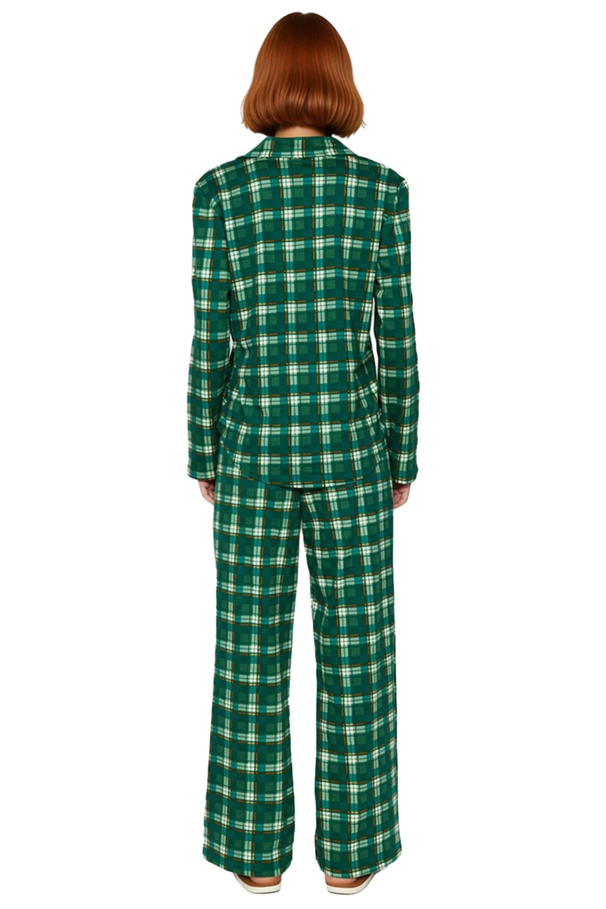 Kadın Ekose Desenli Gömlek Pantolon Pijama Takımı Fonksiyonel Dayanıklı Kaliteli Konforlu Şık