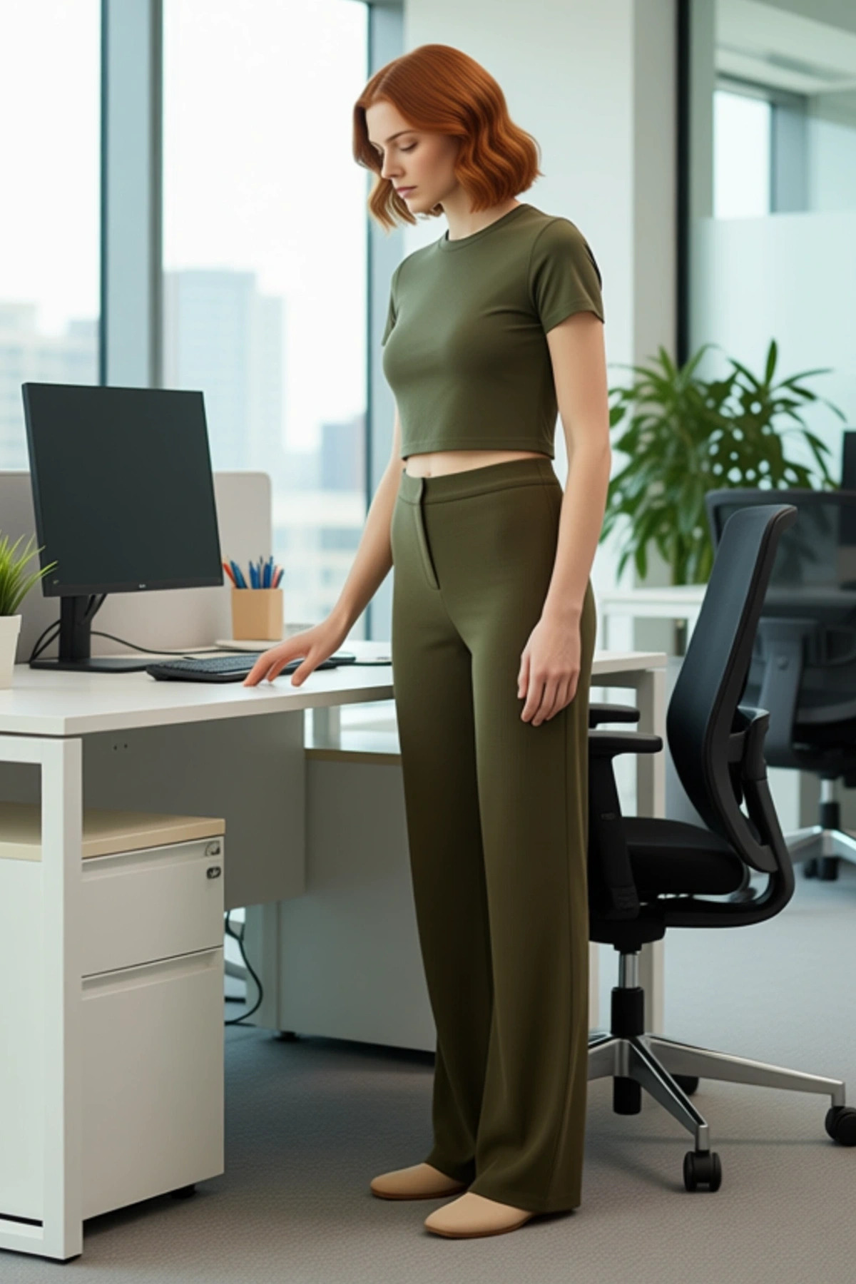 Kadın Moda Geniş Paça Uzun Boy Örme Pantolon Yüksek Bel Düz Desen Günlük Stil Dayanıklı Malzeme