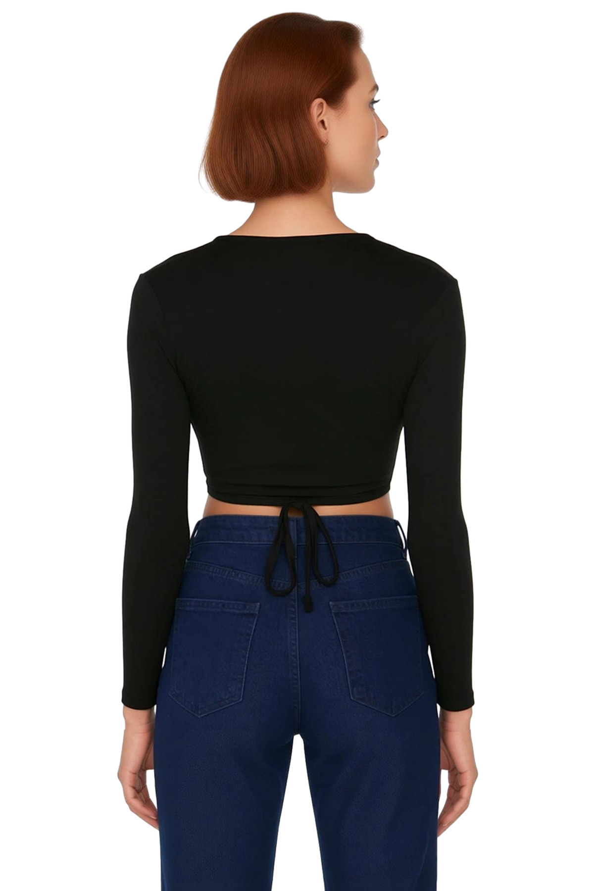 Kadın V Yaka Anvelop Kapamalı Fitted Crop Bluz Cool & Comfort Stiliyle Günlük Kullanım İçin İdeal