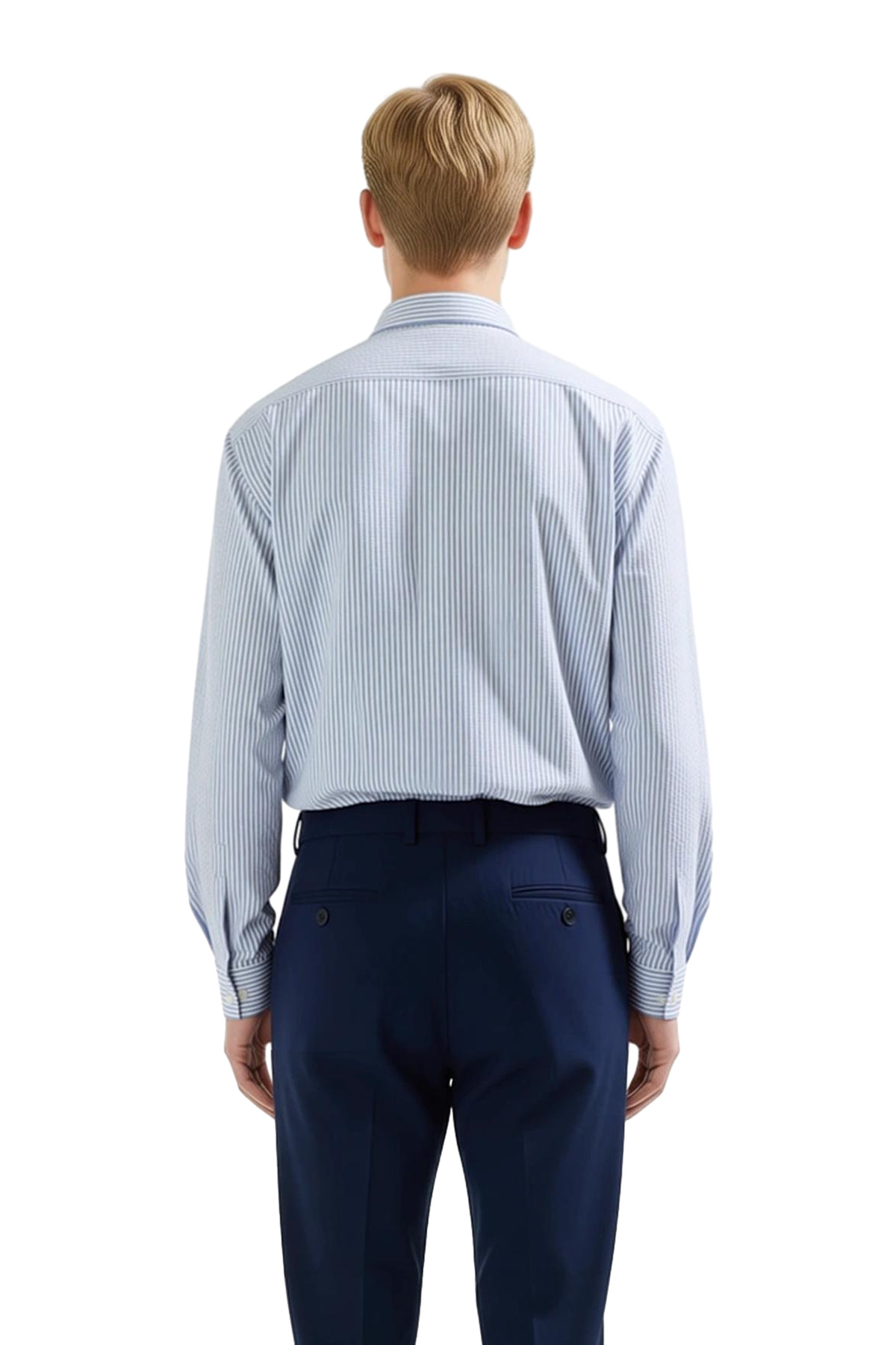 Erkek Oversize Çizgili Gofre Dokuma Gömlek Modern Rahat Kesim Uzun Kollu Günlük Şıklık Kombinleri