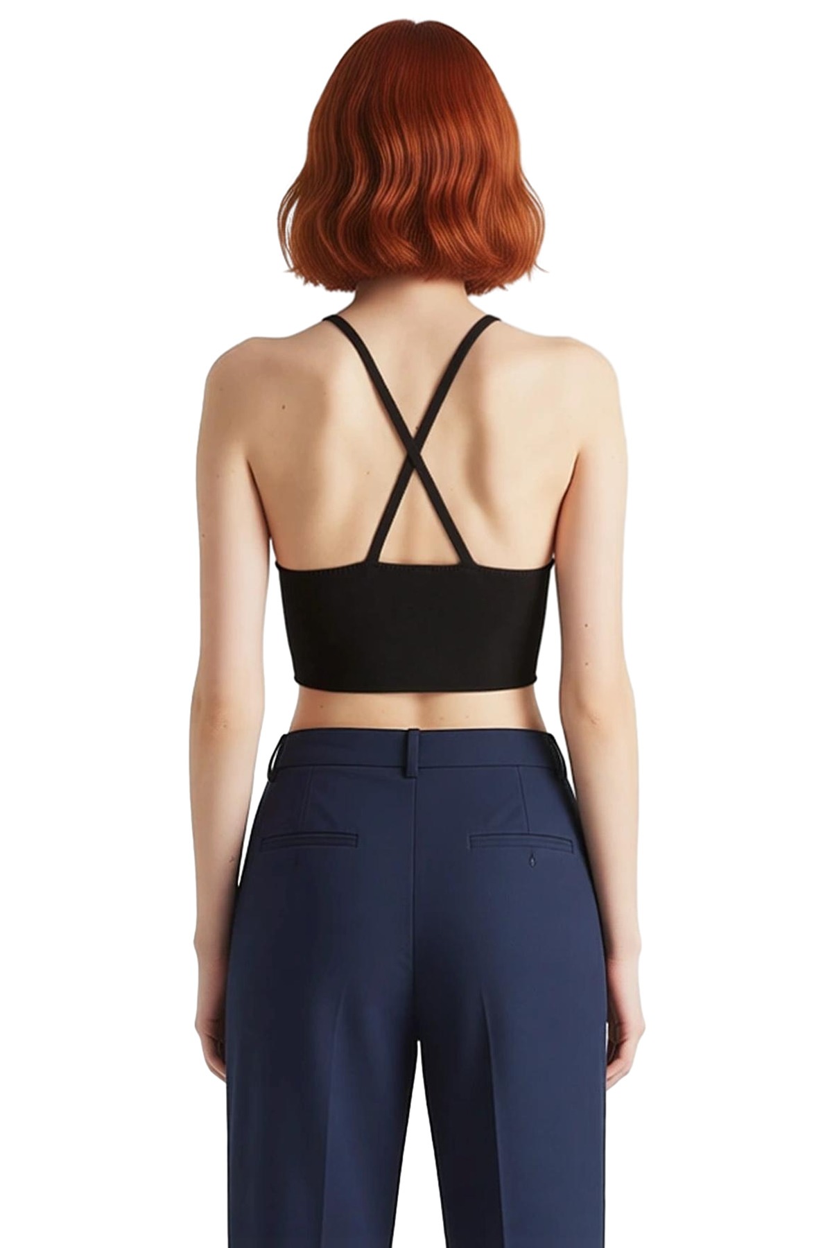 Kadın V Yaka Fitted Triko Bluz Super Crop Boy Premium Kalite Özenle Seçilmiş Rahat Ve Şık