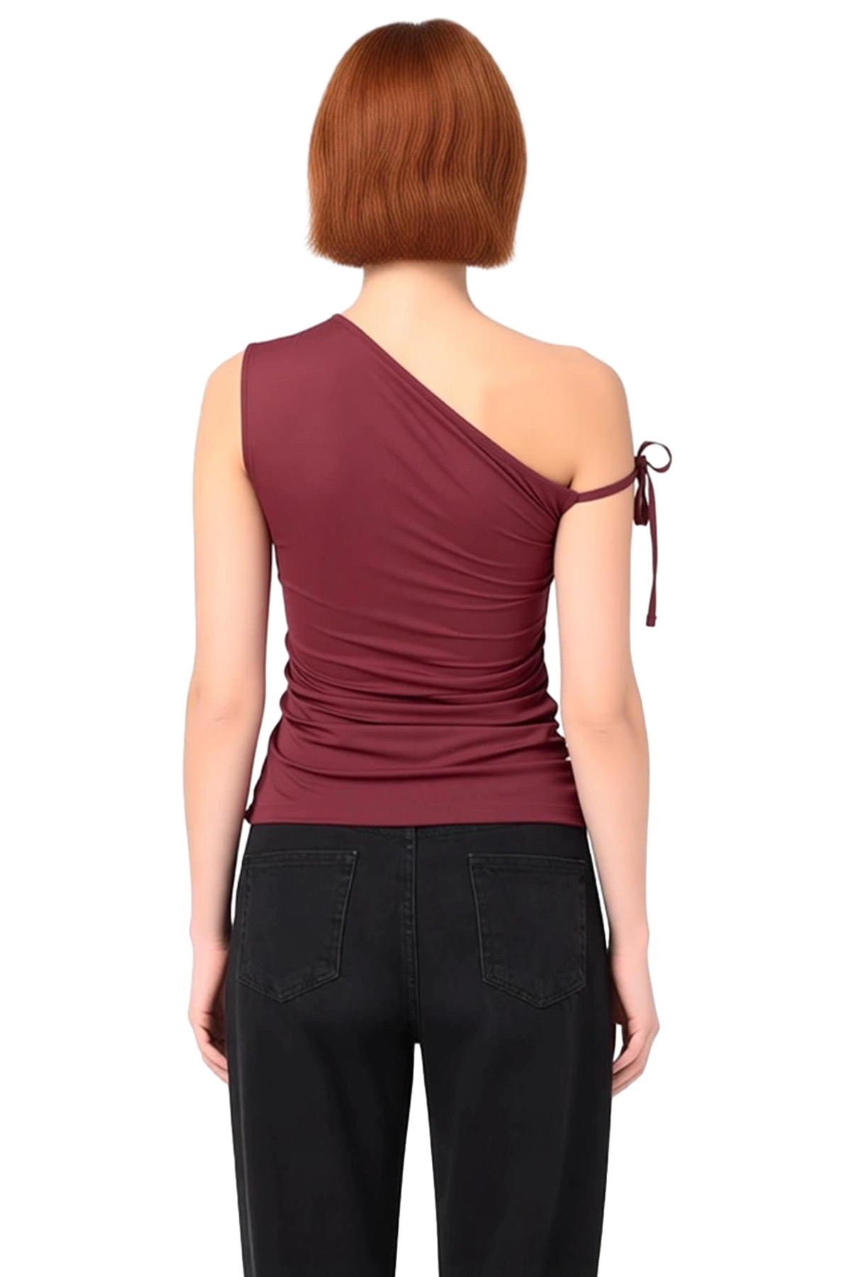 Kadın Fitted Asimetrik Yaka Yazlık Bluz Polyester Micro Dokuma Zarifane Tasarım Mükemmel Uyum