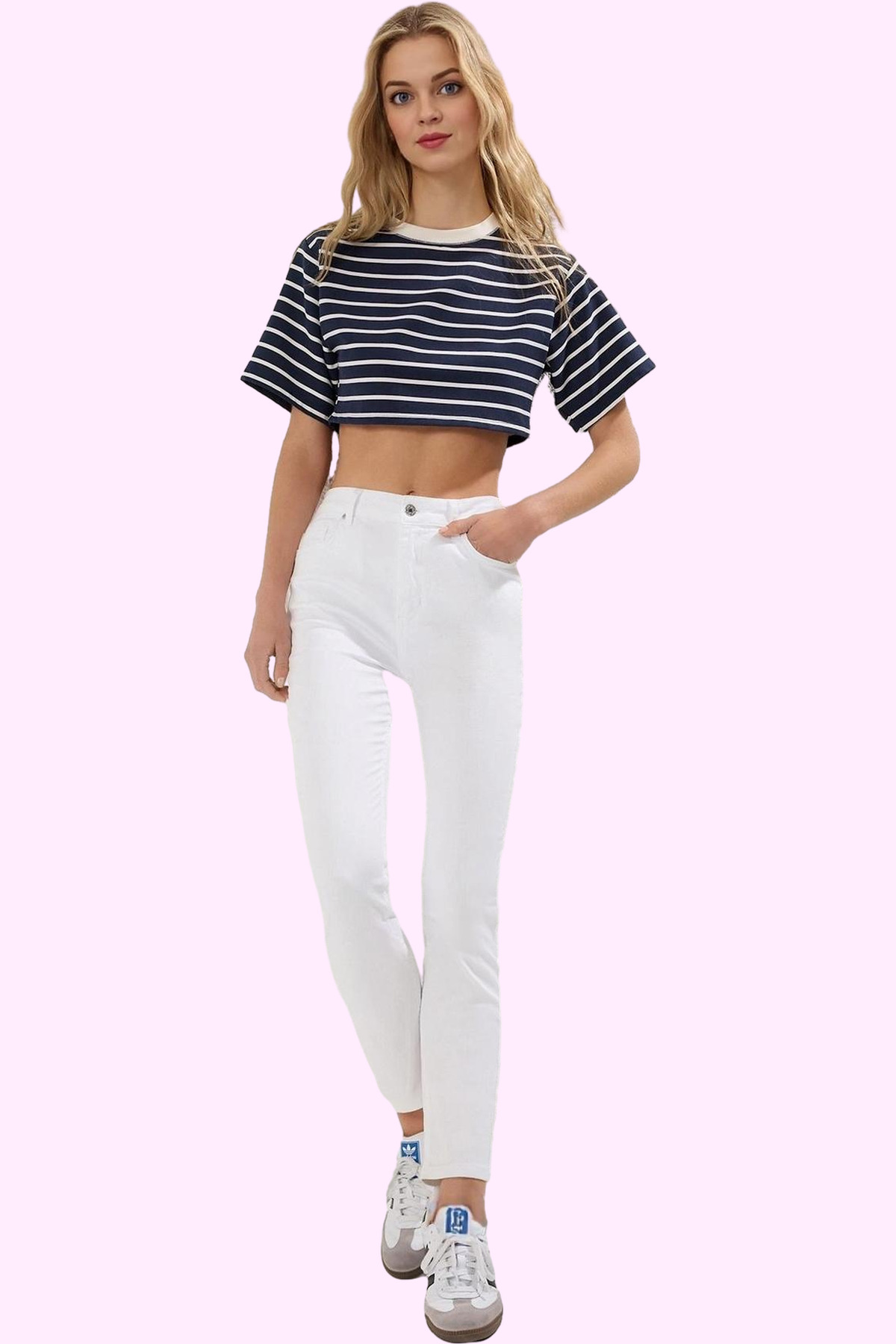 Kadın Moda Yüksek Bel Skinny Jean Dar Paça Stretch Yazlık Günlük Hafta Sonu Mevsimlik Kullanım