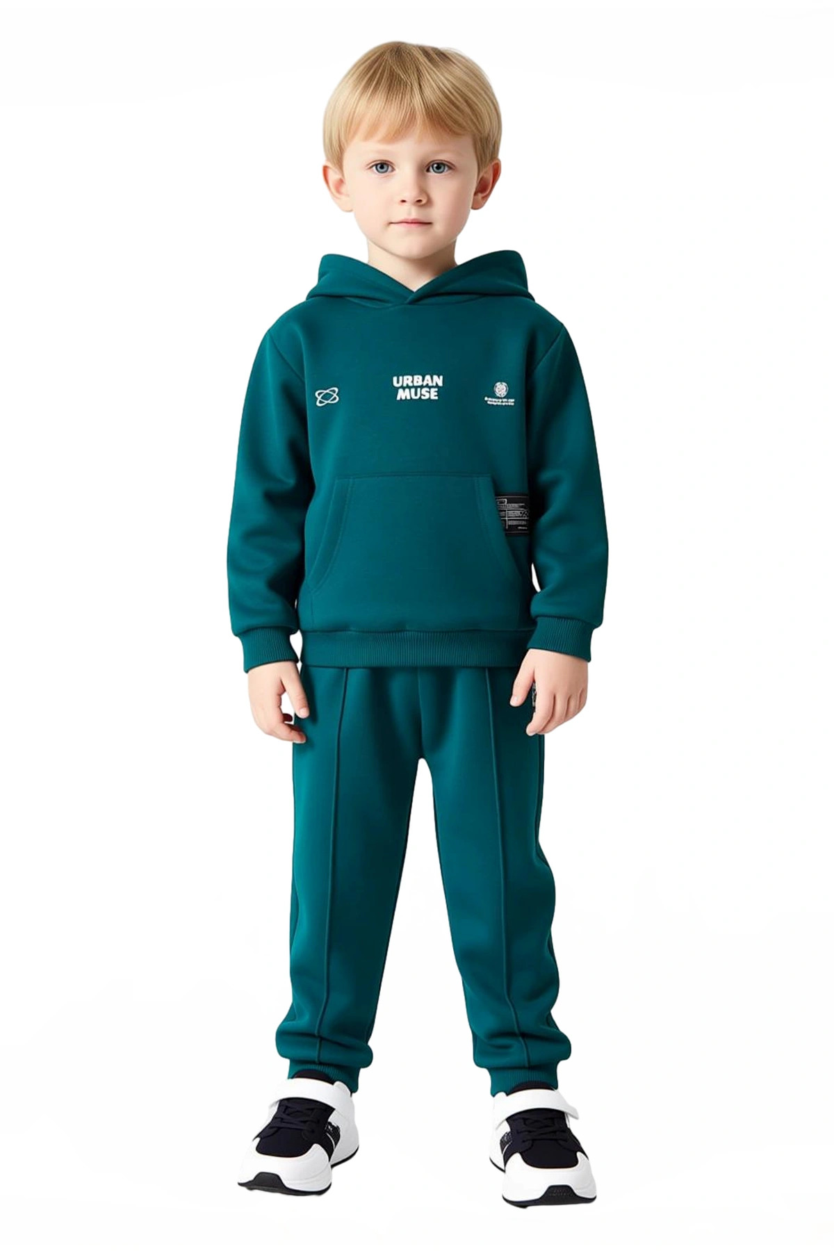 Erkek Çocuk Kapüşonlu Regular Örme Sweatshirt ve Eşofman Altı Takımı Kaliteli Şık Rahat