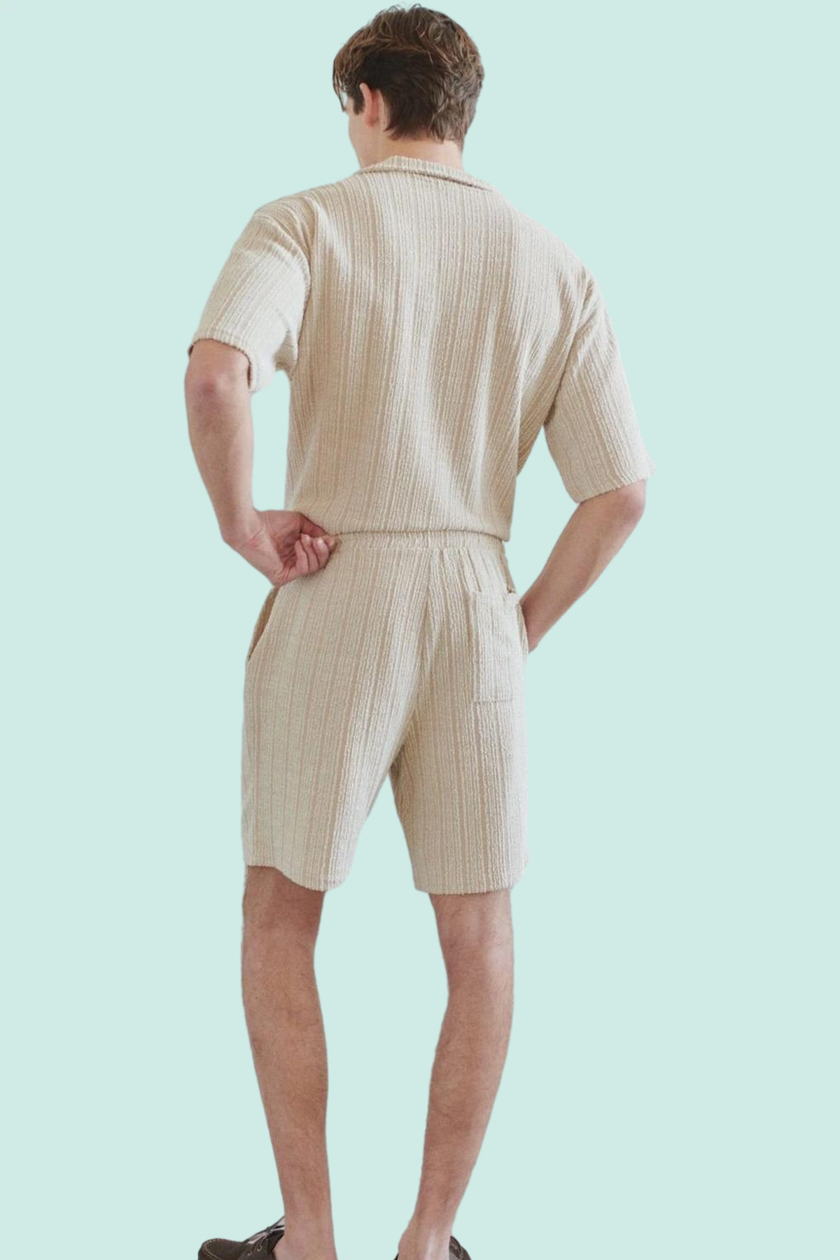 Erkek Moda Dokulu Şort Normal Bel Straight Siluet Rahat Yaz Şortu Günlük Kullanım Modern Tasarım