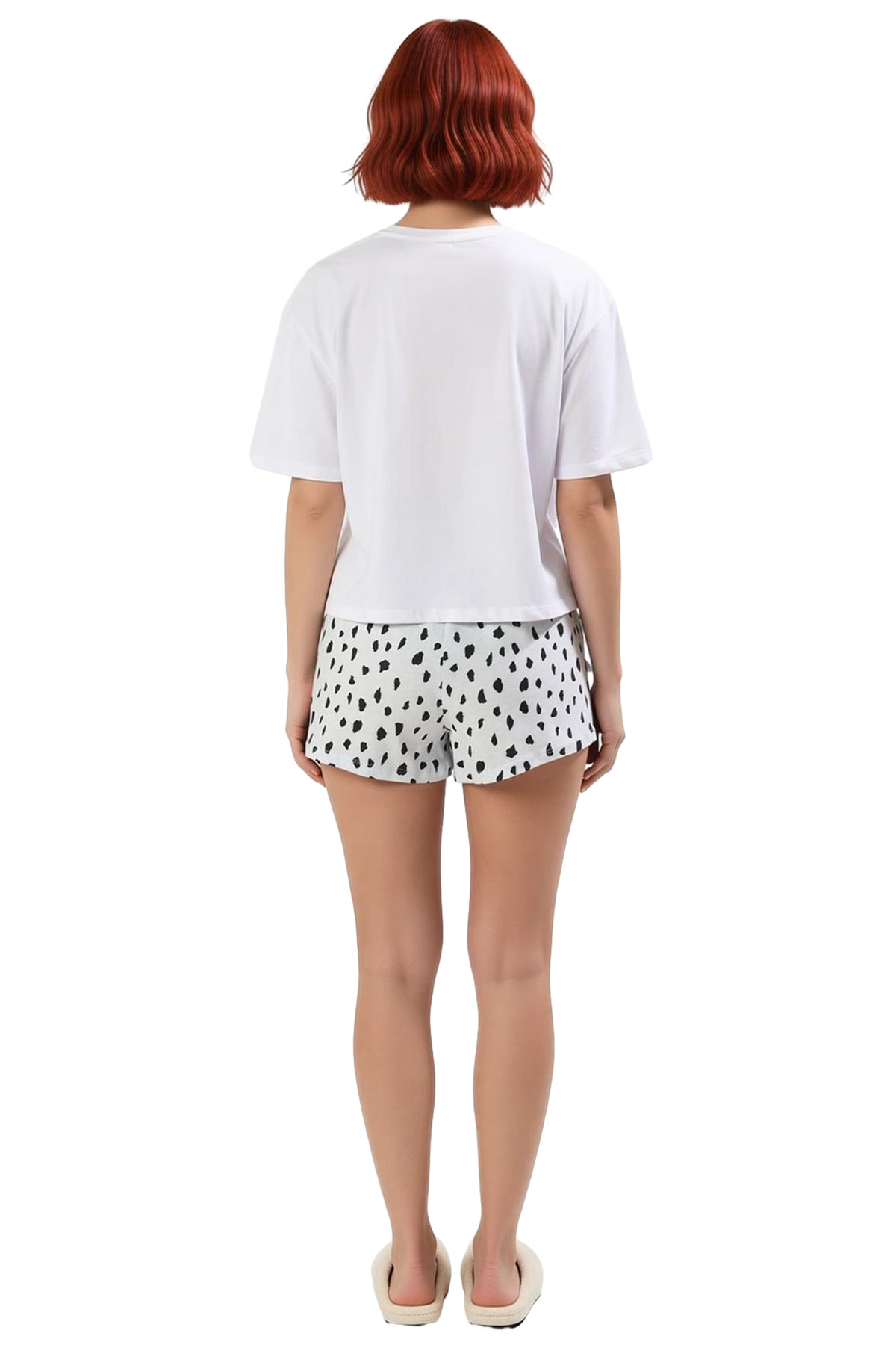 Kadın Kısa Kollu Bisiklet Yaka Pamuklu Pijama Takımı Konforlu Kesim Yüksek Kalite