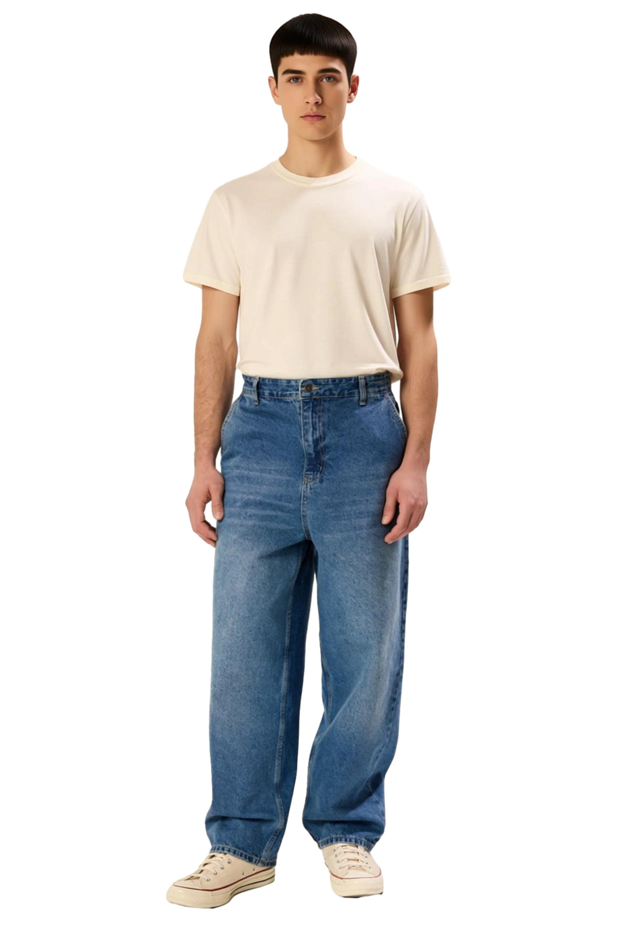 Erkek Orta Baggy Fit Denim Pantolon Fonksiyonel Dayanıklı Kaliteli Konforlu Estetik Modern
