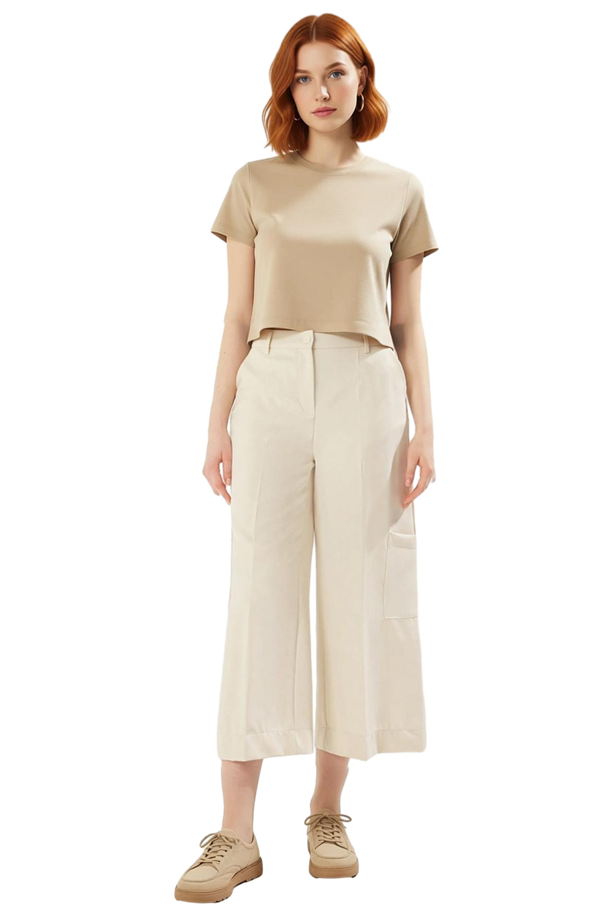 Kadın Moda Yüksek Bel Geniş Paça Dokuma Pantolon Renk Wide Leg Kalıp Günlük Stil Modern Tasarım