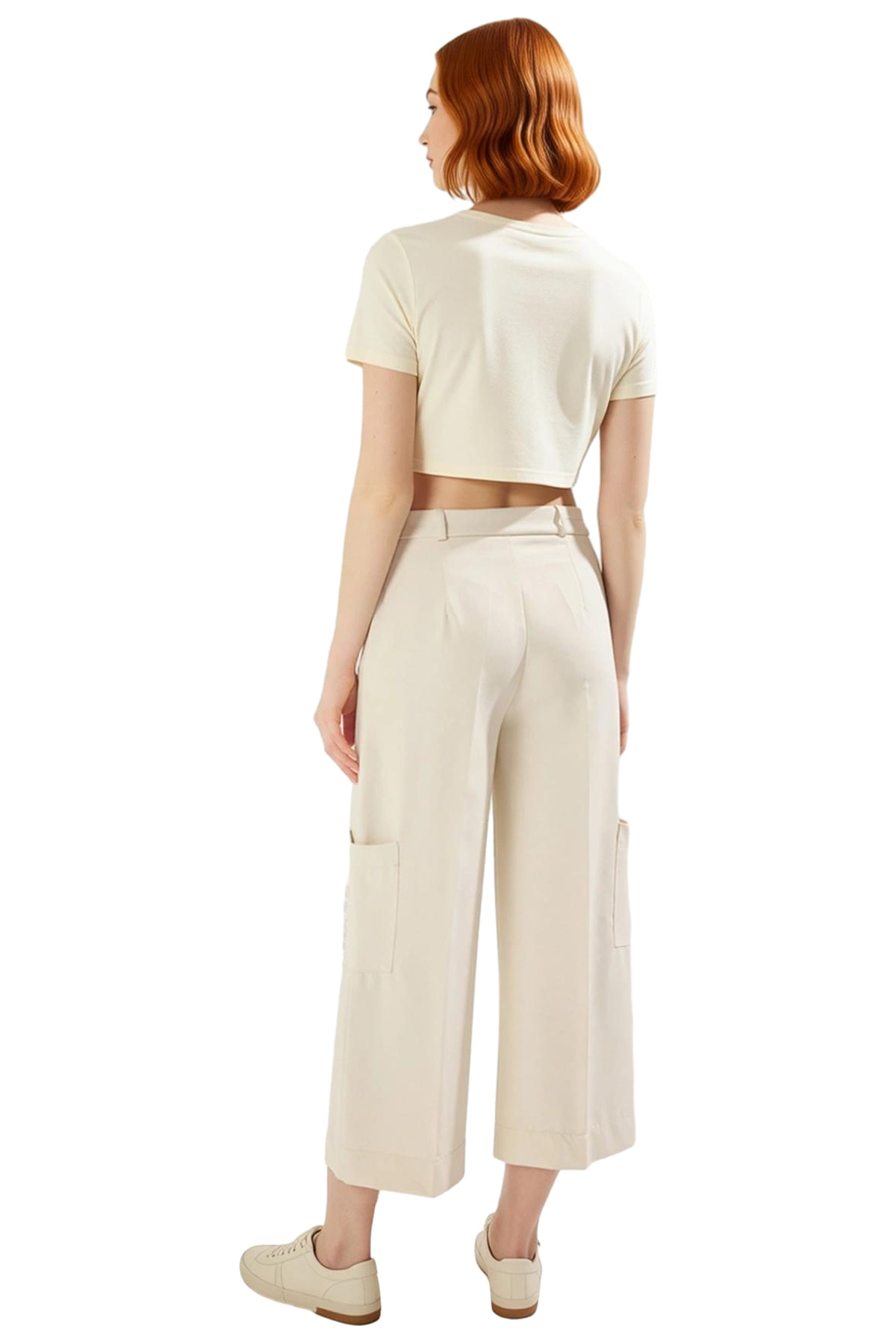 Kadın Moda Yüksek Bel Geniş Paça Dokuma Pantolon Renk Wide Leg Kalıp Günlük Stil Modern Tasarım