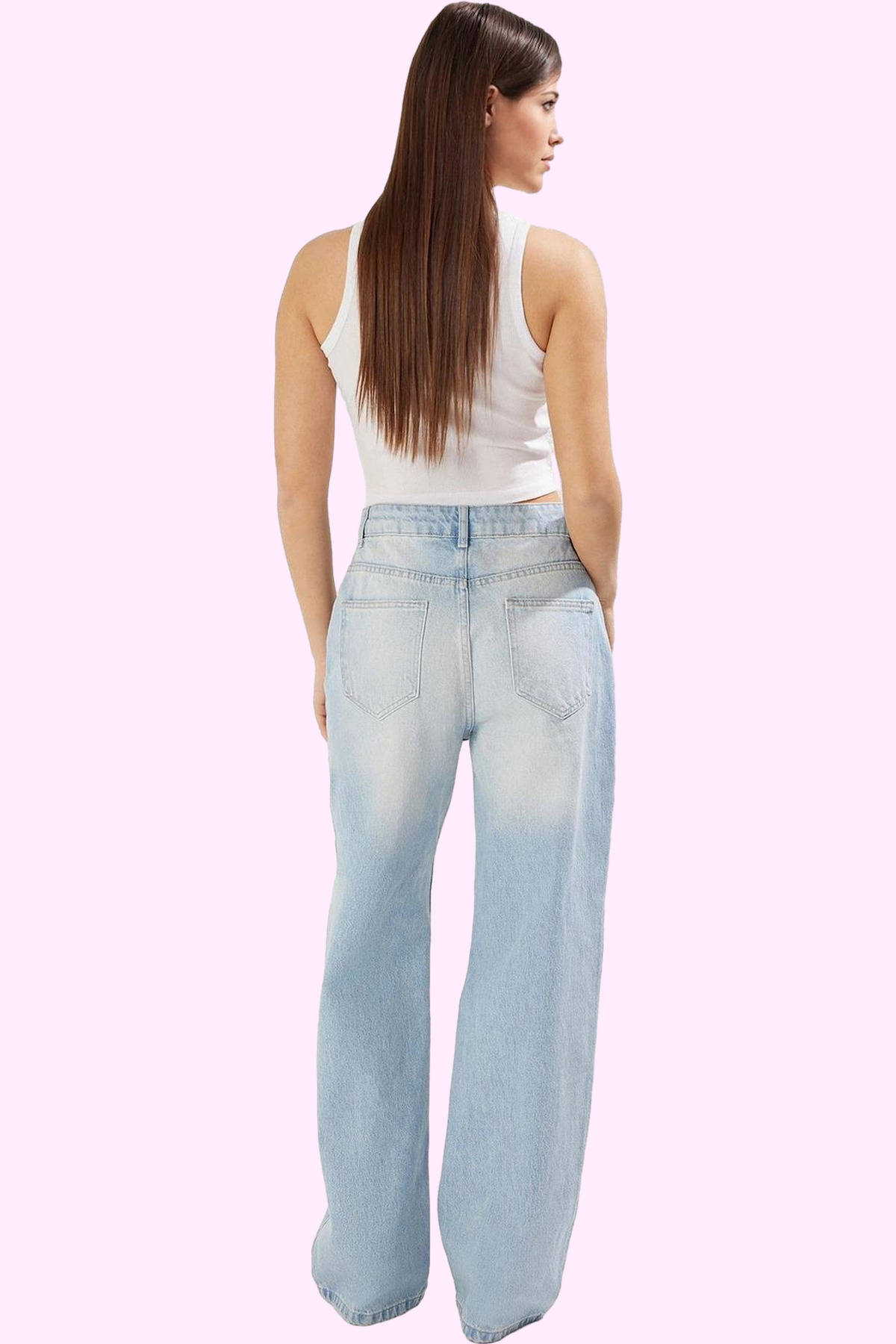 Kadın Moda Geniş Paça Düşük Bel Jean Pantolon Pamuk Günlük Stil Hafta Sonu Mevsimlik Kullanım
