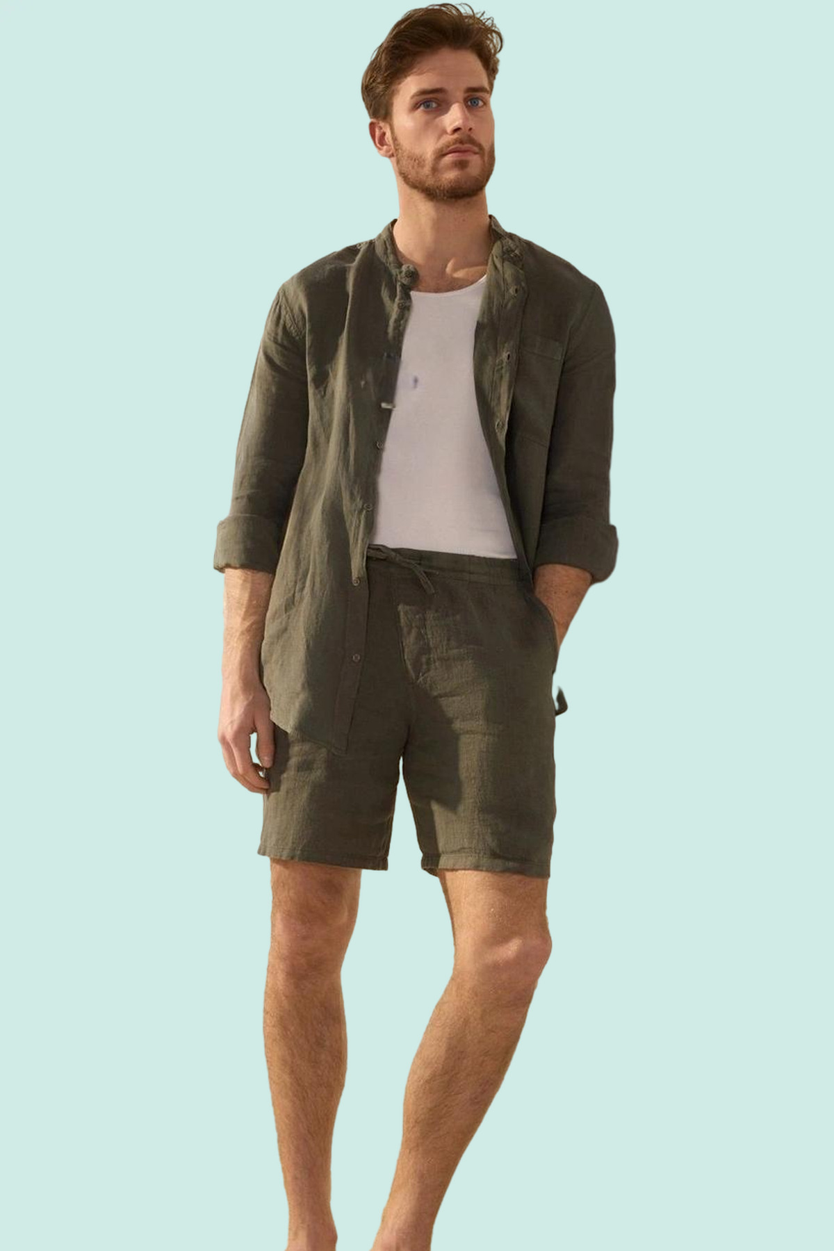 Erkek Moda Regular Fit Keten Şort Rengi Boru Paça Yazlık Şort Stilin Buluştuğu Yer