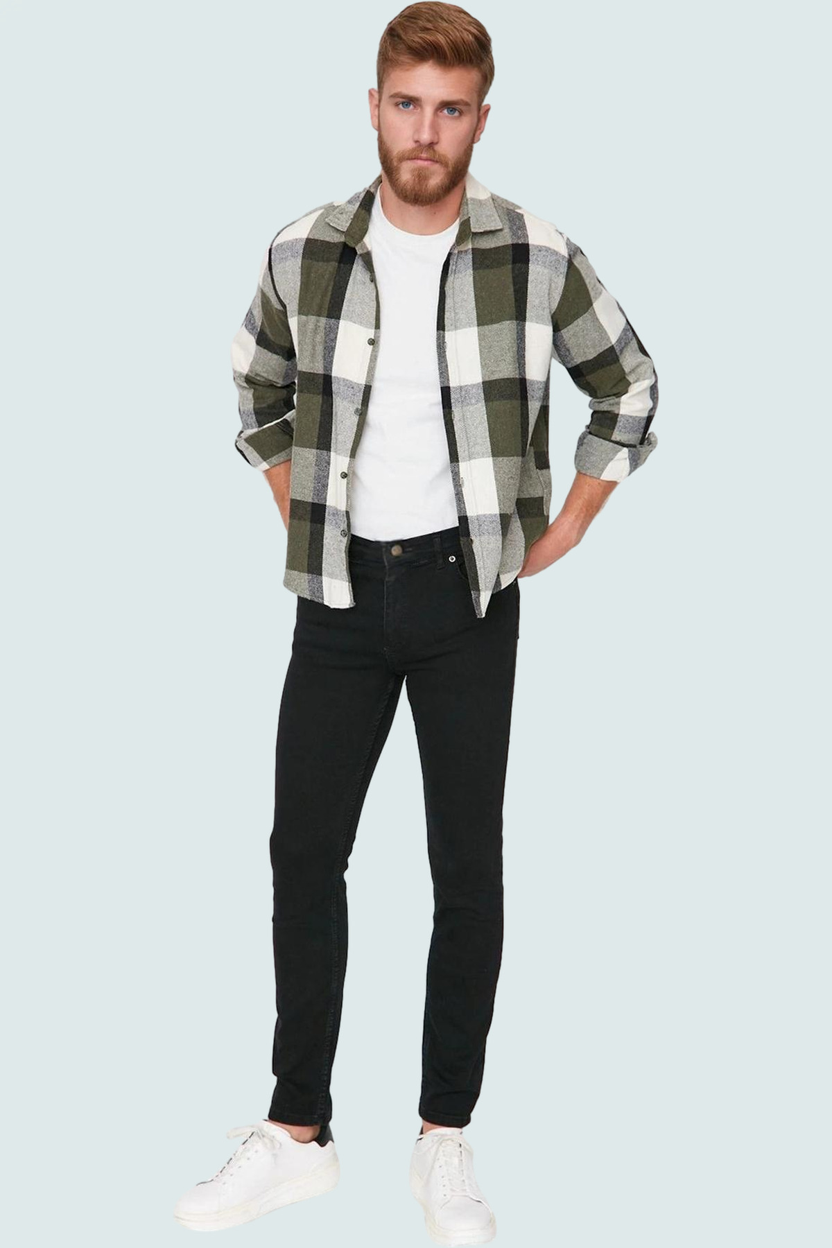 Erkek Moda Skinny Dar Kesim Jeans Kot Pantolon Regular Boy Pamuk Günlük Stil Mevsimlik Kullanım