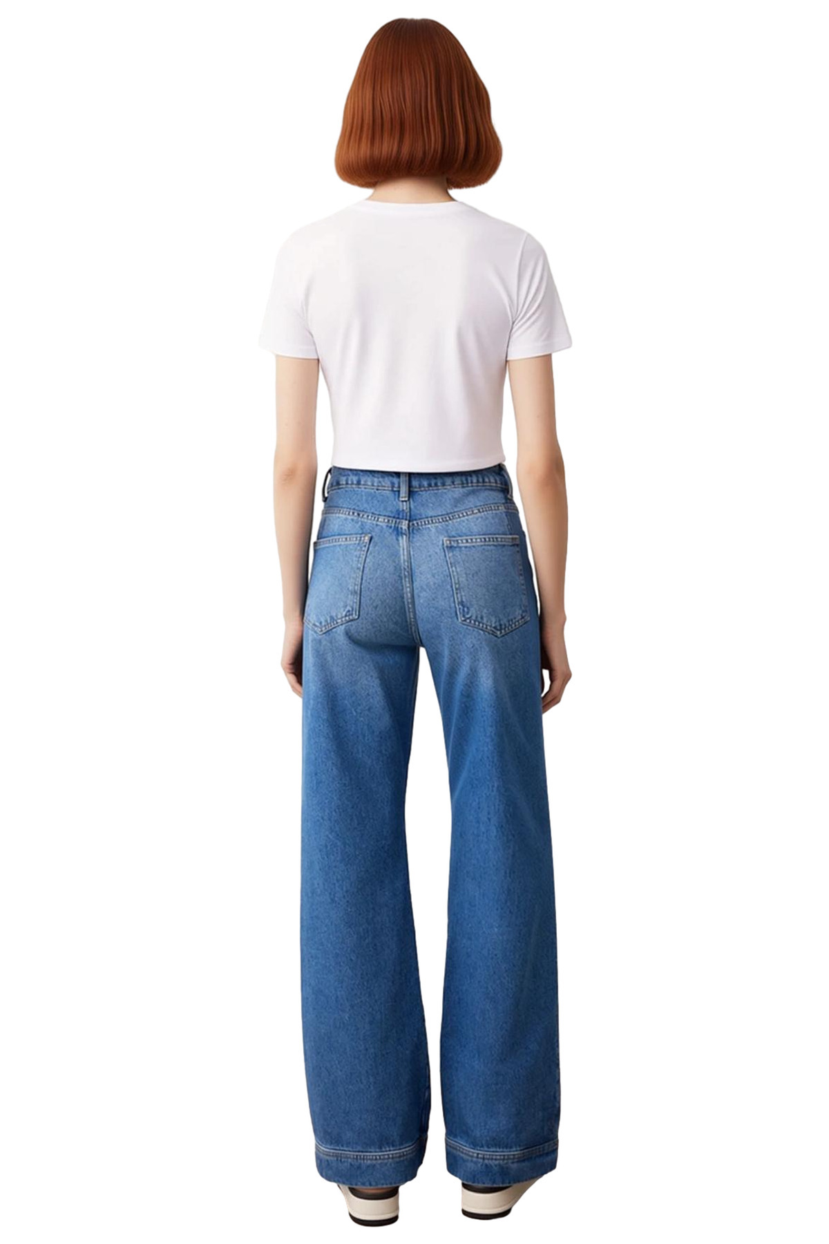 Kadın Geniş Paça Denim Pantolon Fonksiyonel Dayanıklı Kaliteli Konforlu Estetik Premium Şık
