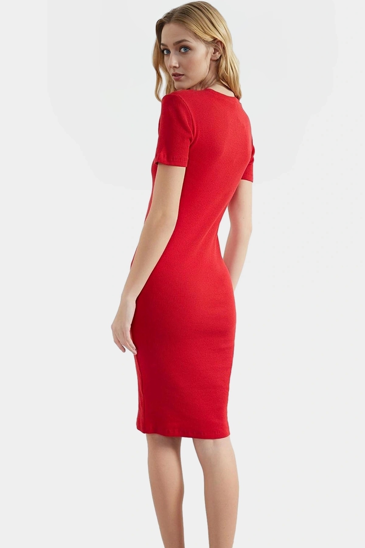 Kadın Midi Elbise Örme Kumaş Bodycon Günlük Stil Rahat Hafta Sonu Yaz Aylarının Vazgeçilmezi