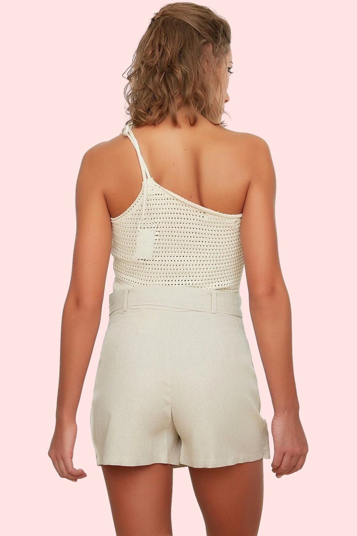 Kadın Moda Keten Karışımlı Şort Etek Kemerli Yazlık Plaj Şıklığı Günlük Kullanım Modern Tasarım