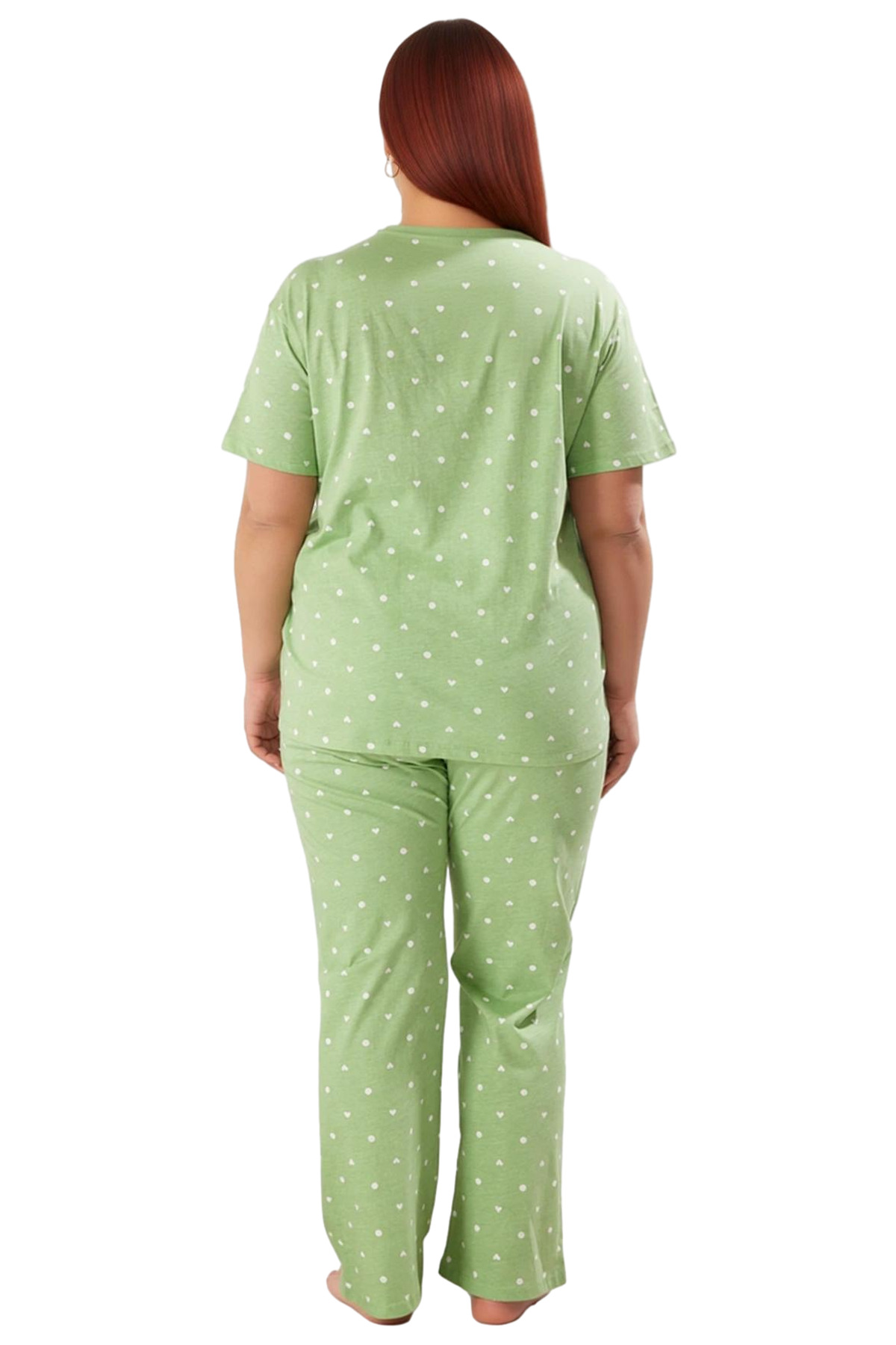 Mint Kalp Desenli Kadın Pijama Takımı Fonksiyonel Dayanıklı Kaliteli Konforlu Estetik Spor