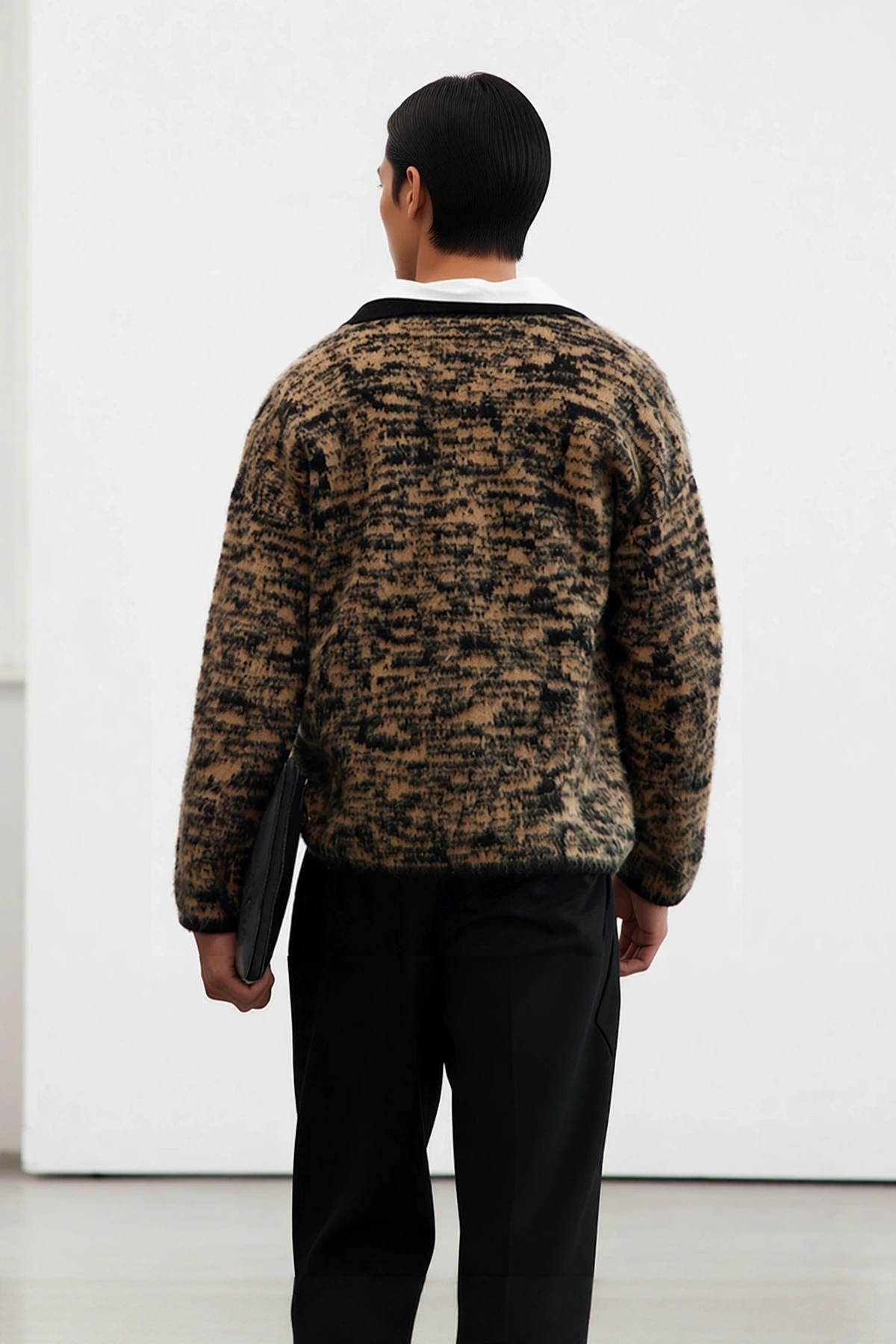 Erkek Oversize Polo Yaka Desenli Triko Kazak Rahat Dokusuyla Kış Aylarının Vazgeçilmezi Oldu
