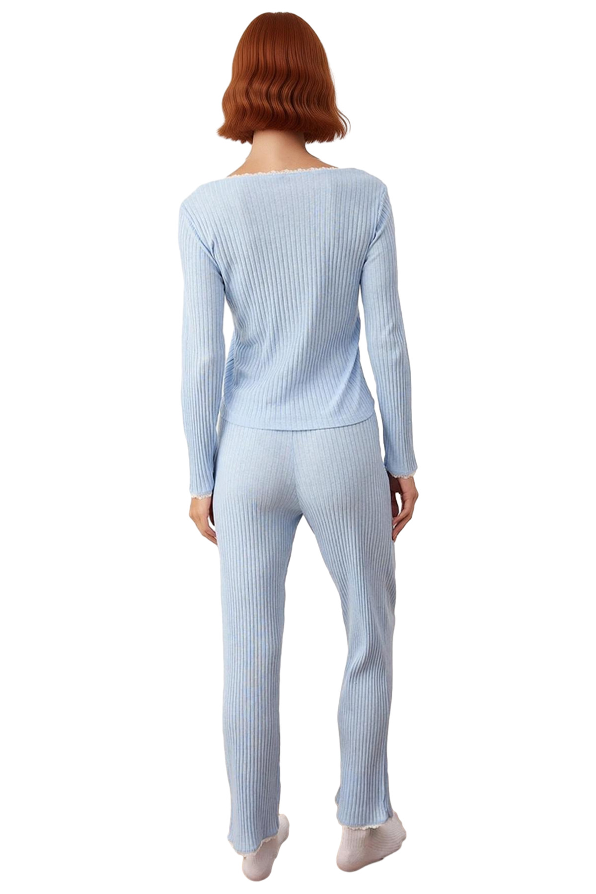 Kadın Dantelli Detaylı Pijama Takımı Rahat Örme Kumaş Seçkin Malzeme Uzun Ömürlü