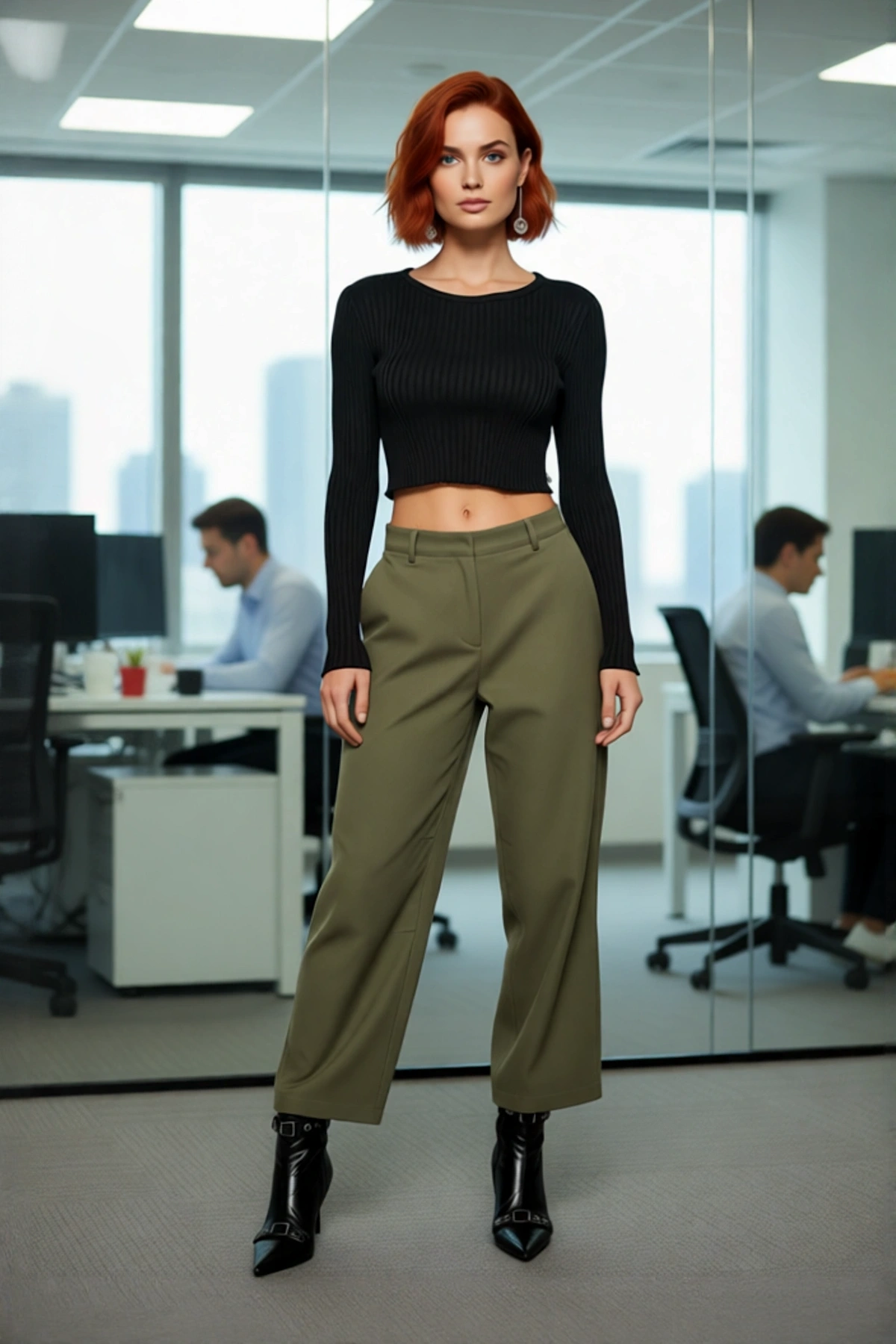 Kadın Fitted Super Crop Bisiklet Yaka Uzun Kollu Fitilli Triko Bluz Yan Detaylı İlkbahar Sonbahar
