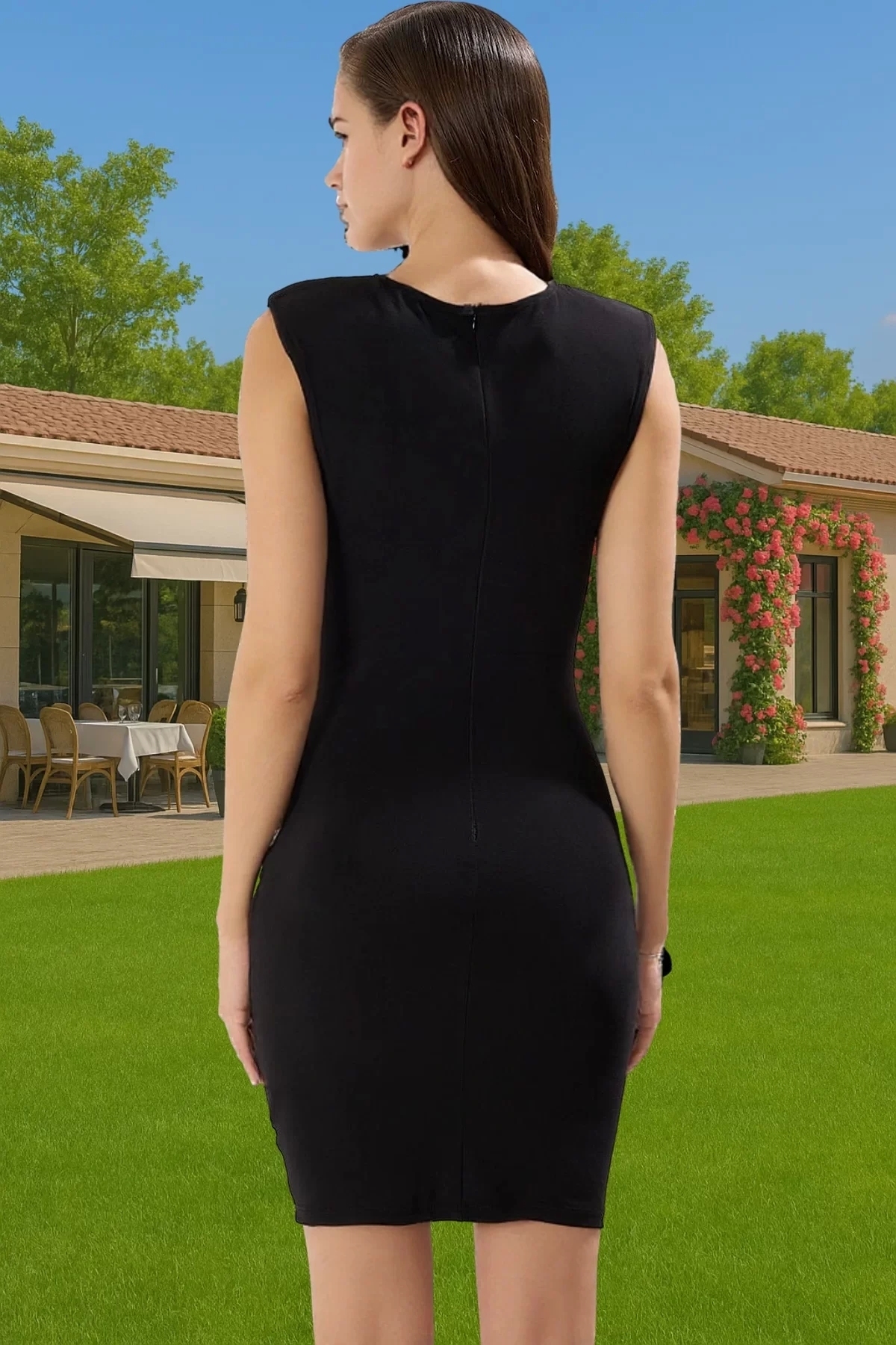 Kadın Mini Bodycon Abiye Elbise V Yaka Detaylı Yazlık Özel Günler Yaz Aylarının Vazgeçilmezi