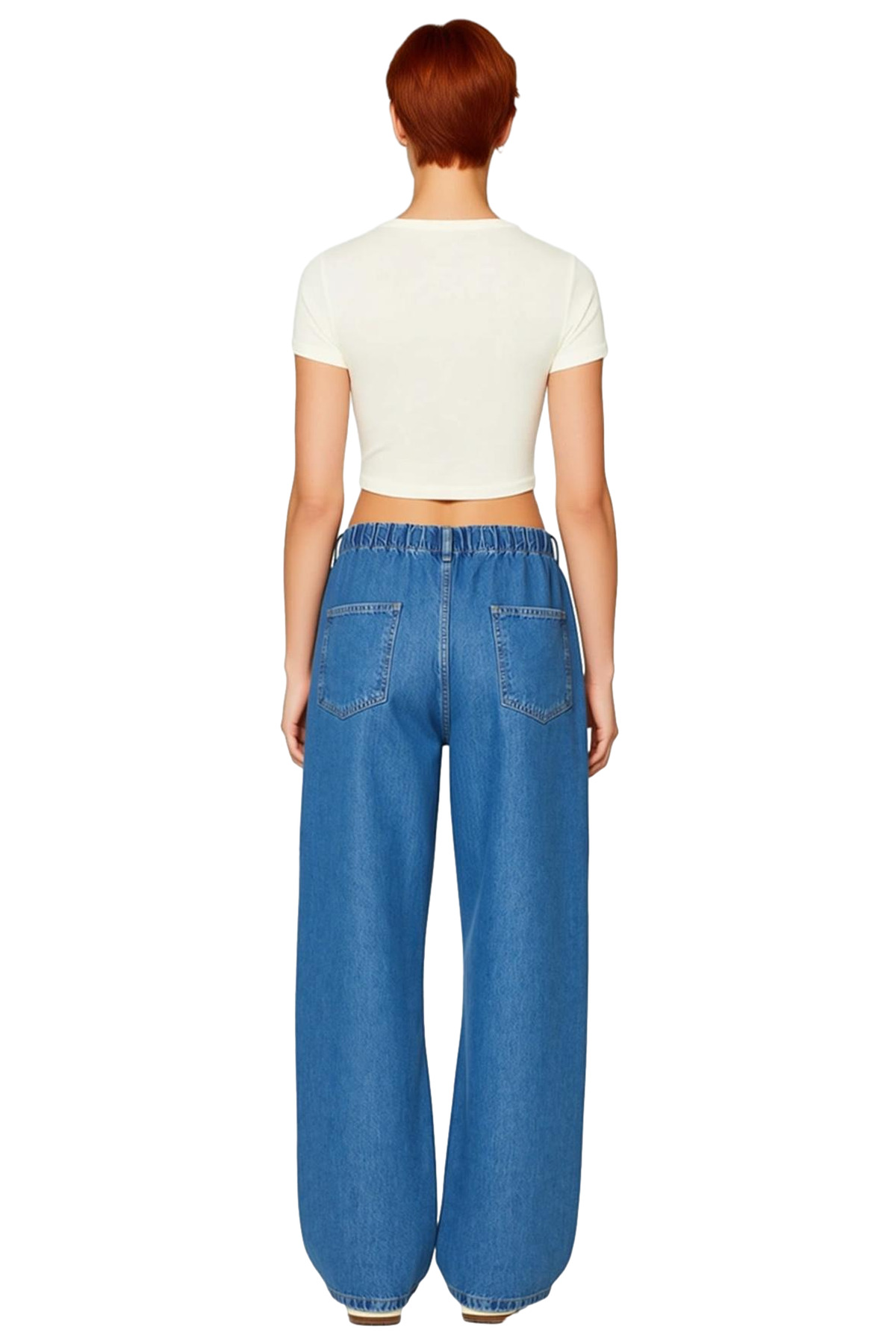 Kadın Moda Geniş Paça Yüksek Bel Kot Pantolon Liyosel Denim Günlük Stil Mevsimlik Kullanım