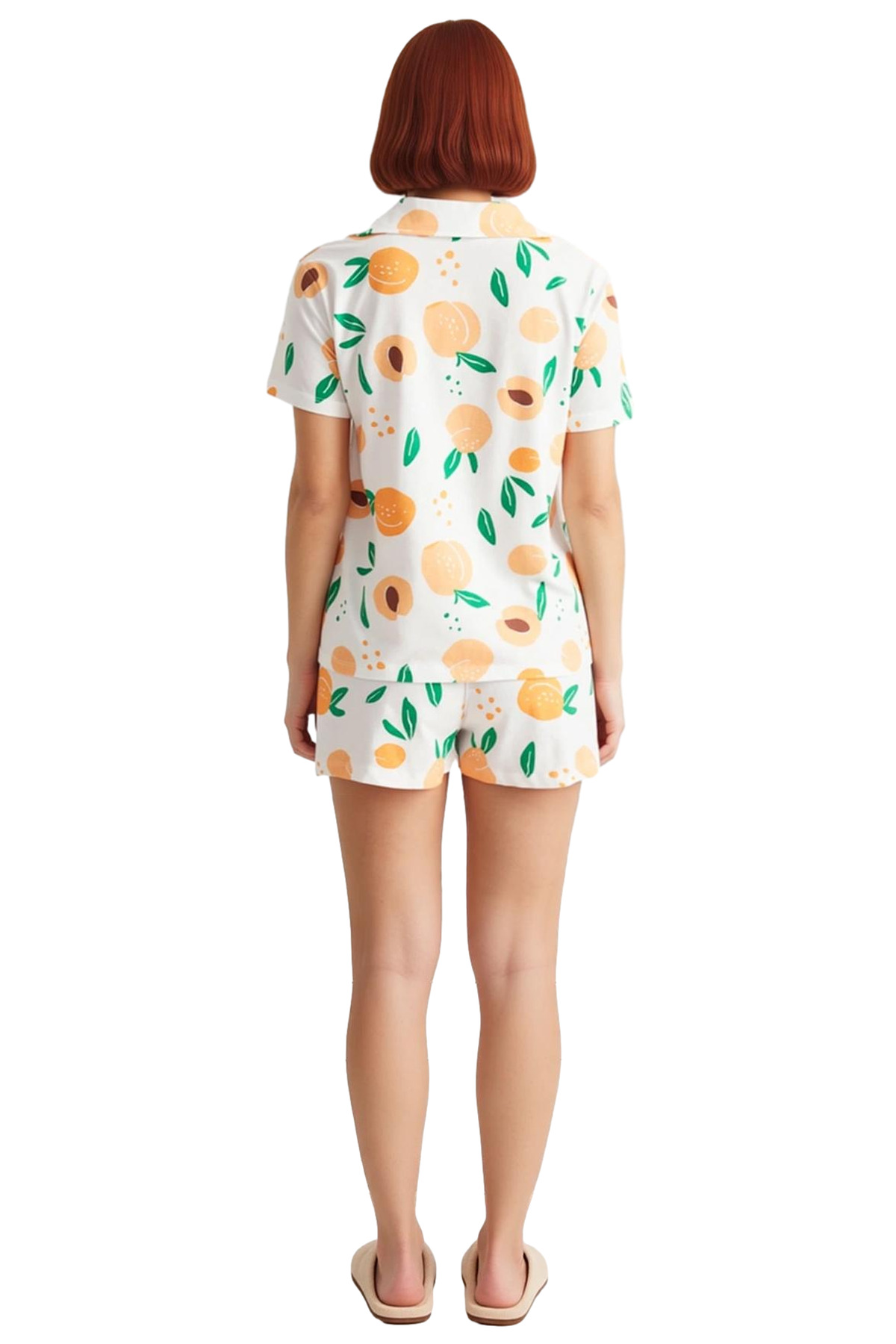 Kadın Yazlık Kısa Kollu Pamuklu Pijama Takımı Şortlu Regular Kalıp Trend Tasarım Modern Stil