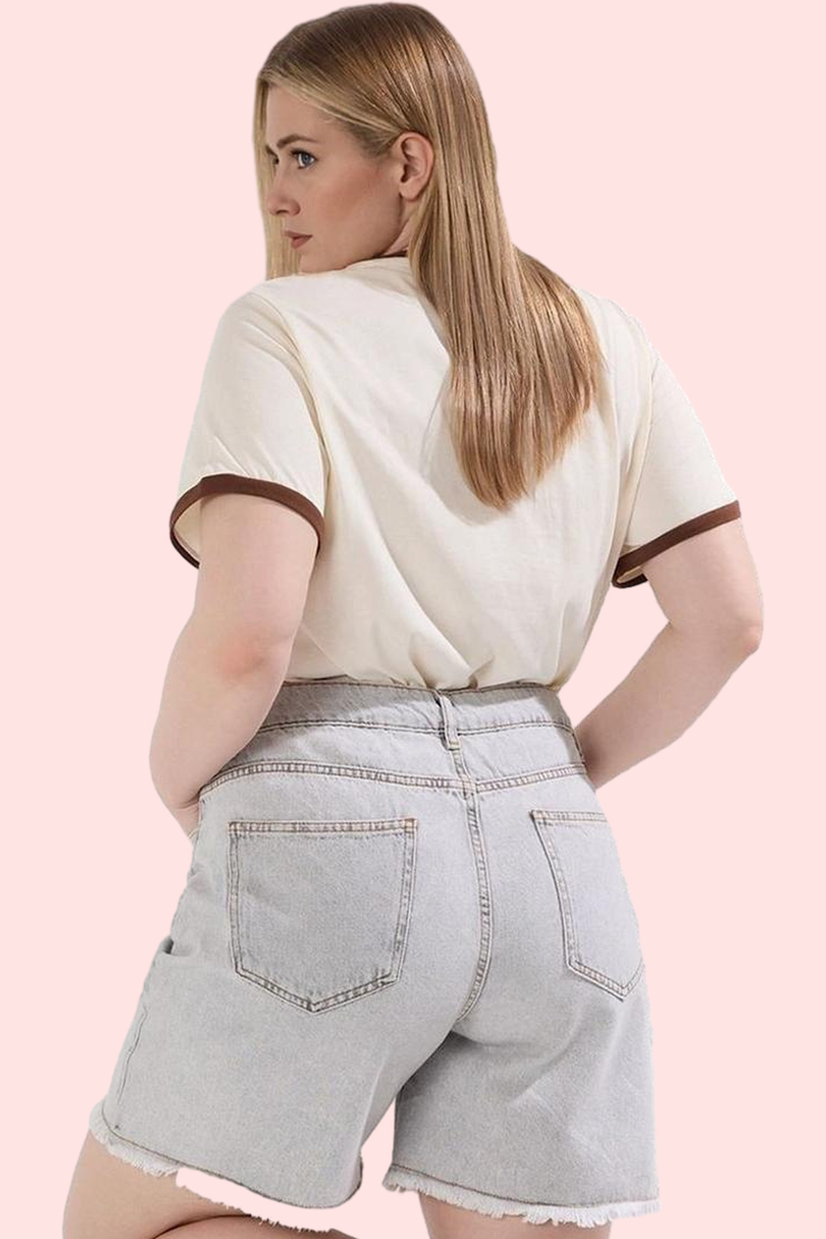 Kadın Moda Yüksek Bel Geniş Paça Denim Şort Pamuklu Günlük Kombinler Yazlık Şort