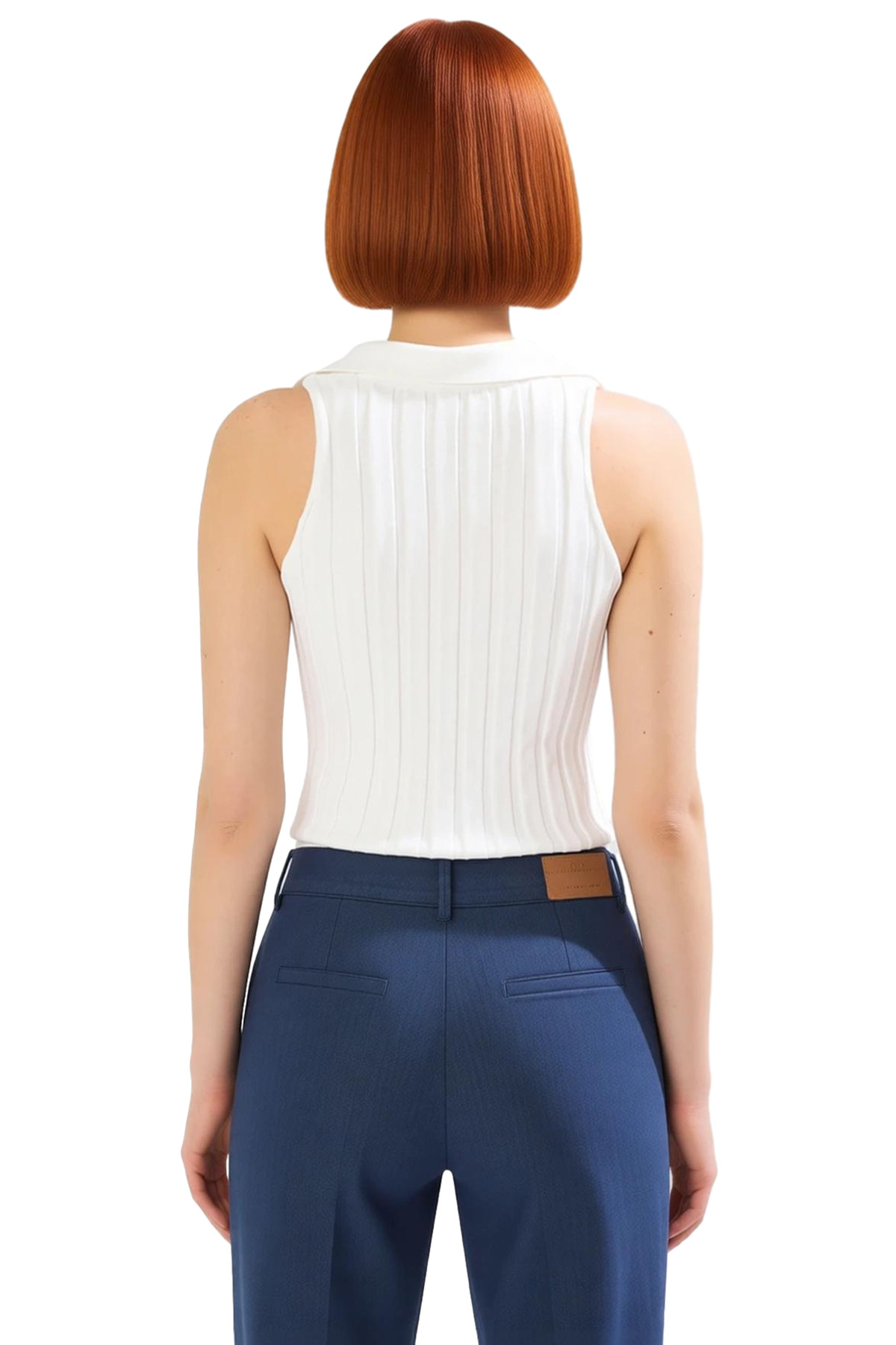 Triko Fitted Crop Bluz Polo Yaka Kolsuz Yazlık Rahat Mükemmel Uyum Dayanıklı Malzeme