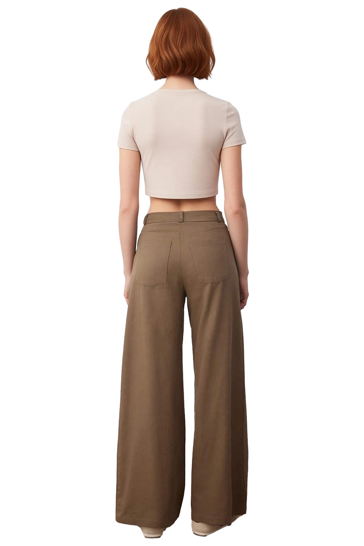 Kadın Gabardin Yüksek Bel Geniş Paça Pantolon Fonksiyonel Dayanıklı Kaliteli Konforlu Spor