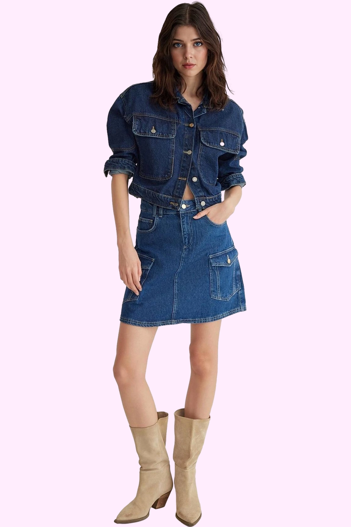 Kadın Denim Mini Etek A line Kalıp Pamuk Günlük Kombinler Hafta Sonu Yaz Aylarının Vazgeçilmezi
