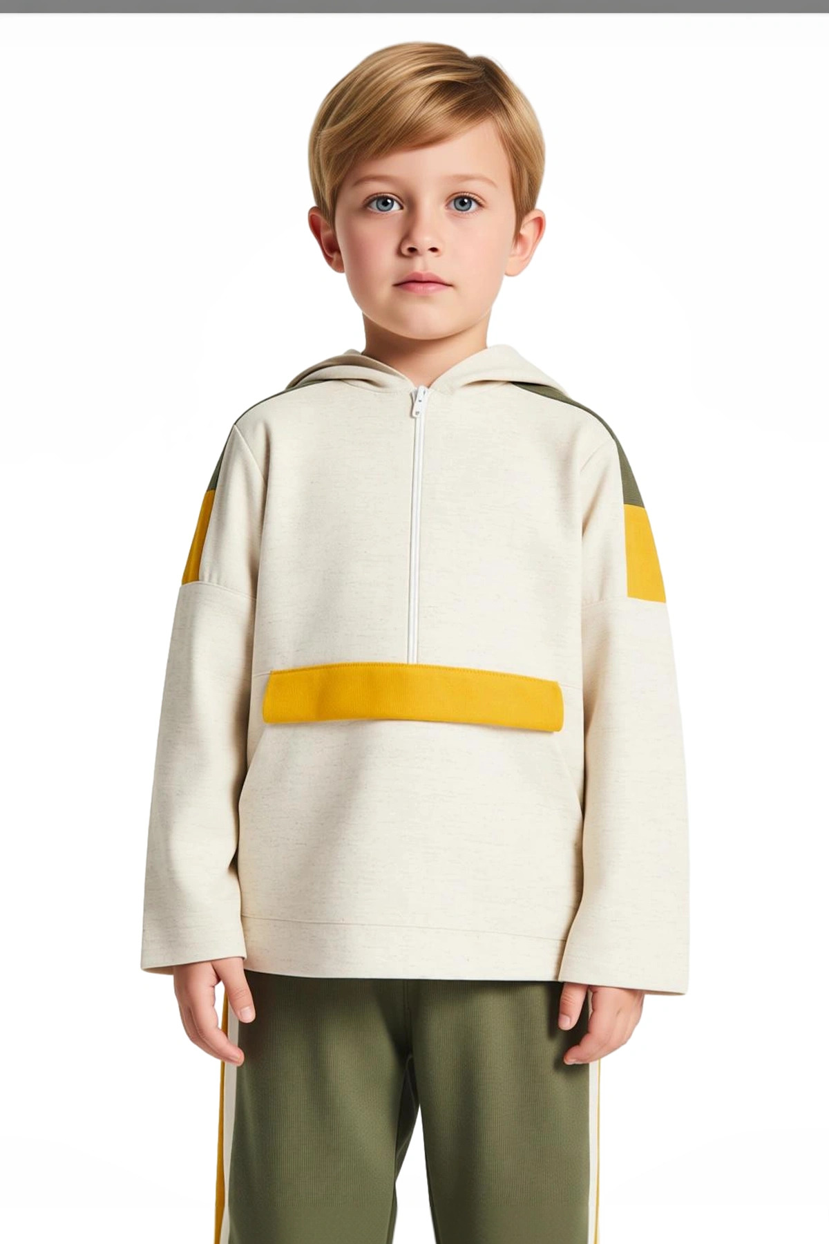 Erkek Çocuk Pamuklu İnce Örme Kapüşonlu Sweatshirt ve Eşofman Altı Takımı Kaliteli Şık Rahat