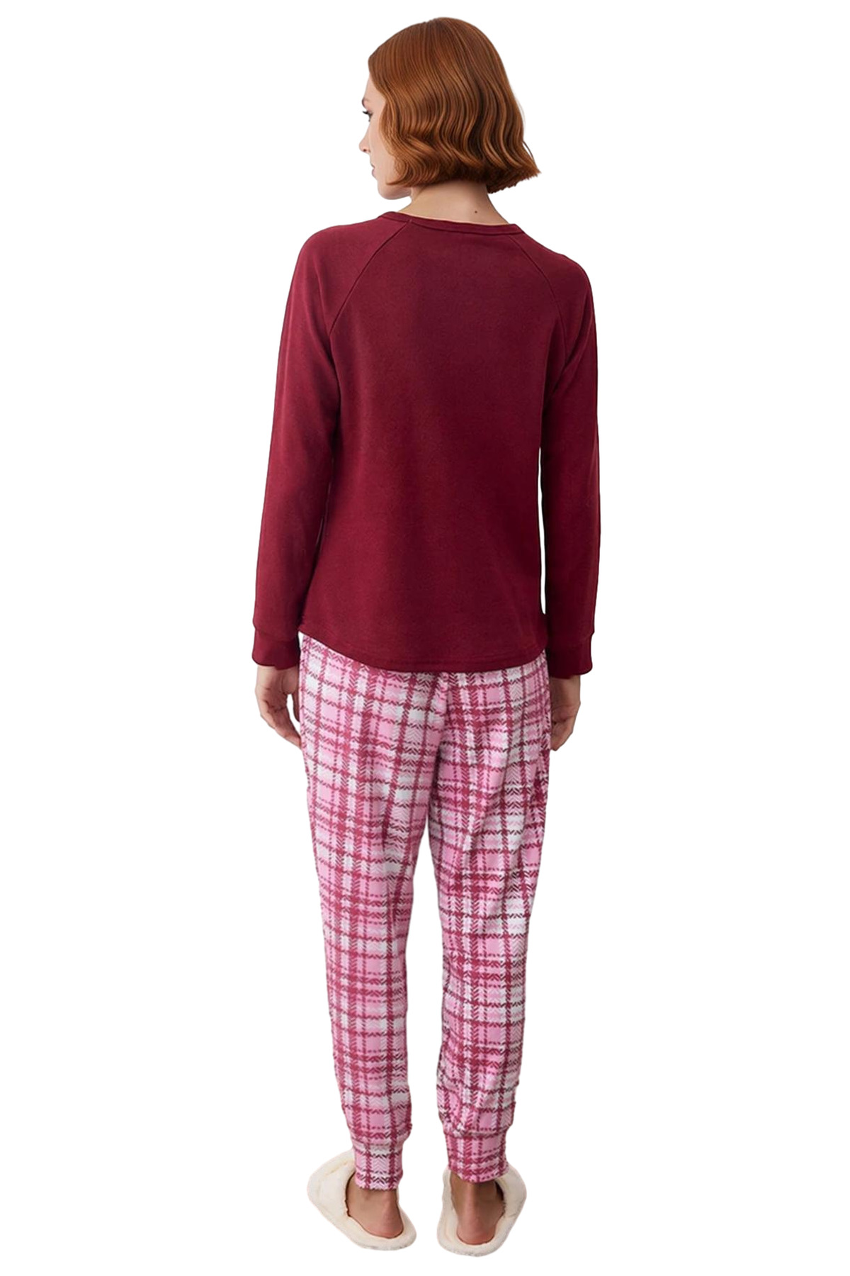Kadın Ekose Pijama Takımı Yumoş Örme Kumaş Rahat Kışlık Seçkin Malzeme Kaliteli İşçilik