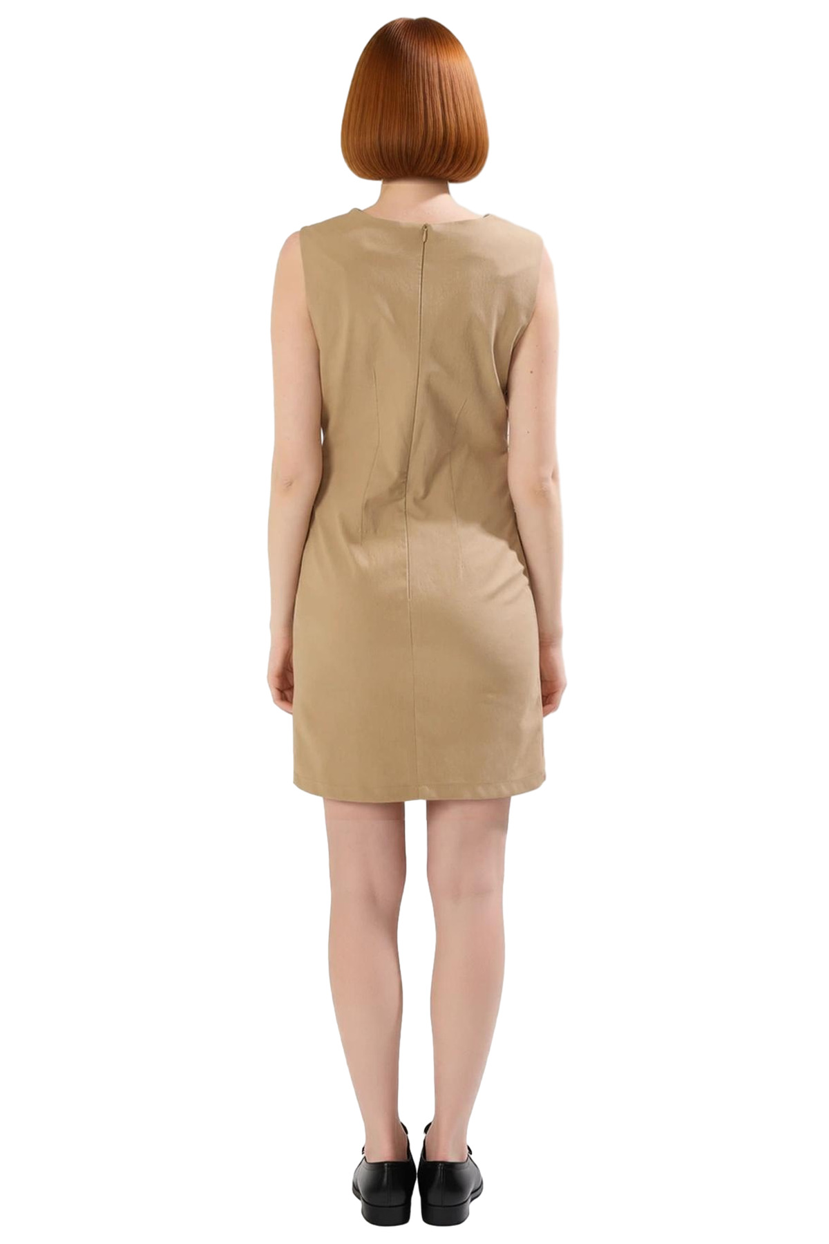 Kadın Bodycon Mini Kolsuz Dokuma Elbise Düz Bisiklet Yaka Vücudu Saran Şık Tasarım Günlük Kullanım
