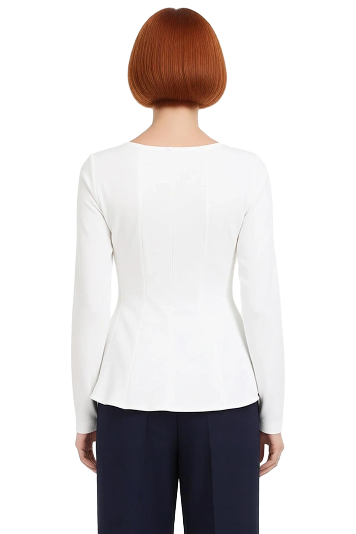 Kadın Peplum Kesim Kayık Yaka Uzun Kollu Örme Bluz Kaliteli Şık Rahat Modern Zarif Günlük