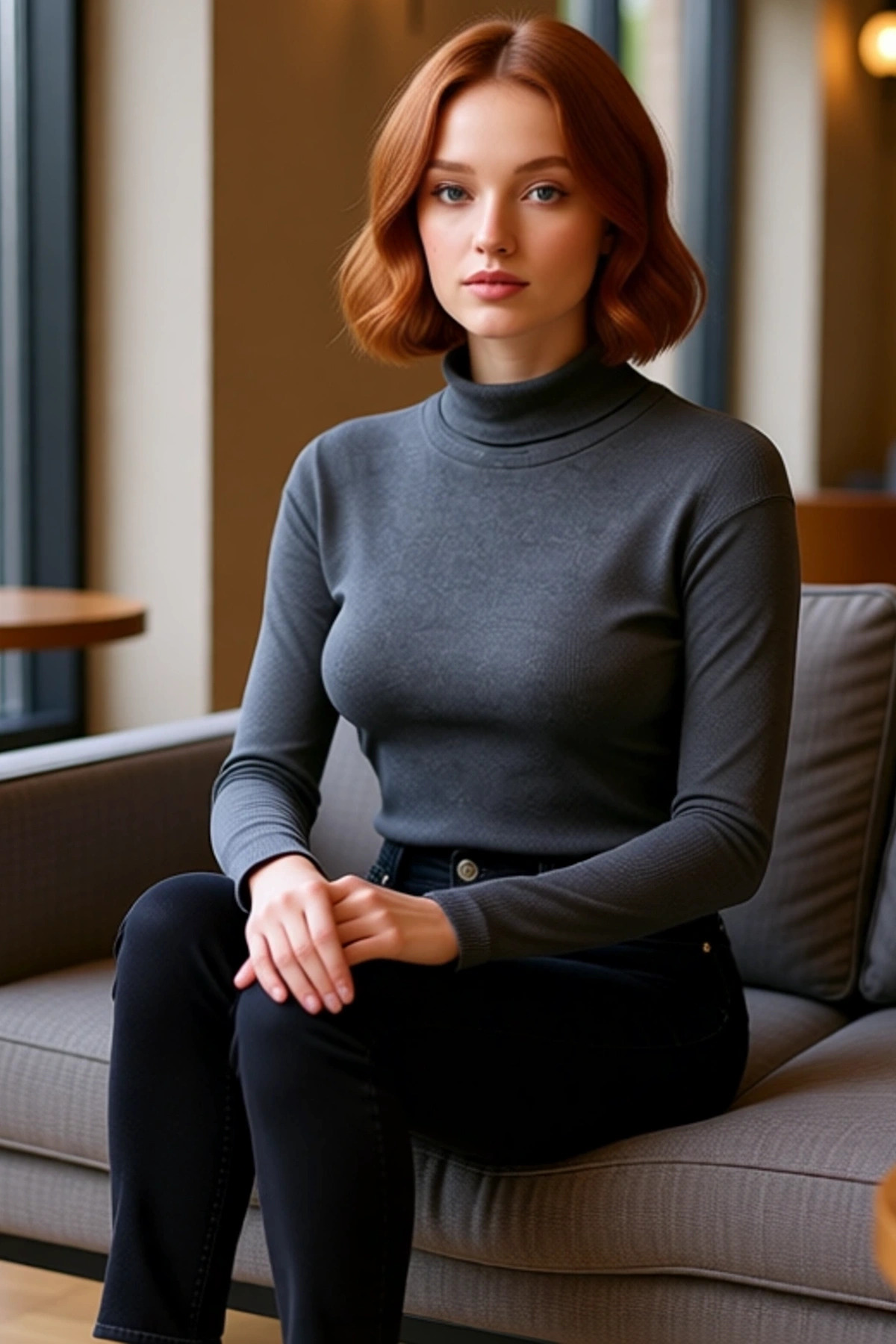 Kadın Fitted Balıkçı Yaka Uzun Kollu Crop Örme Bluz Cool & Comfort Persona Kış Sezonu İçin İdeal