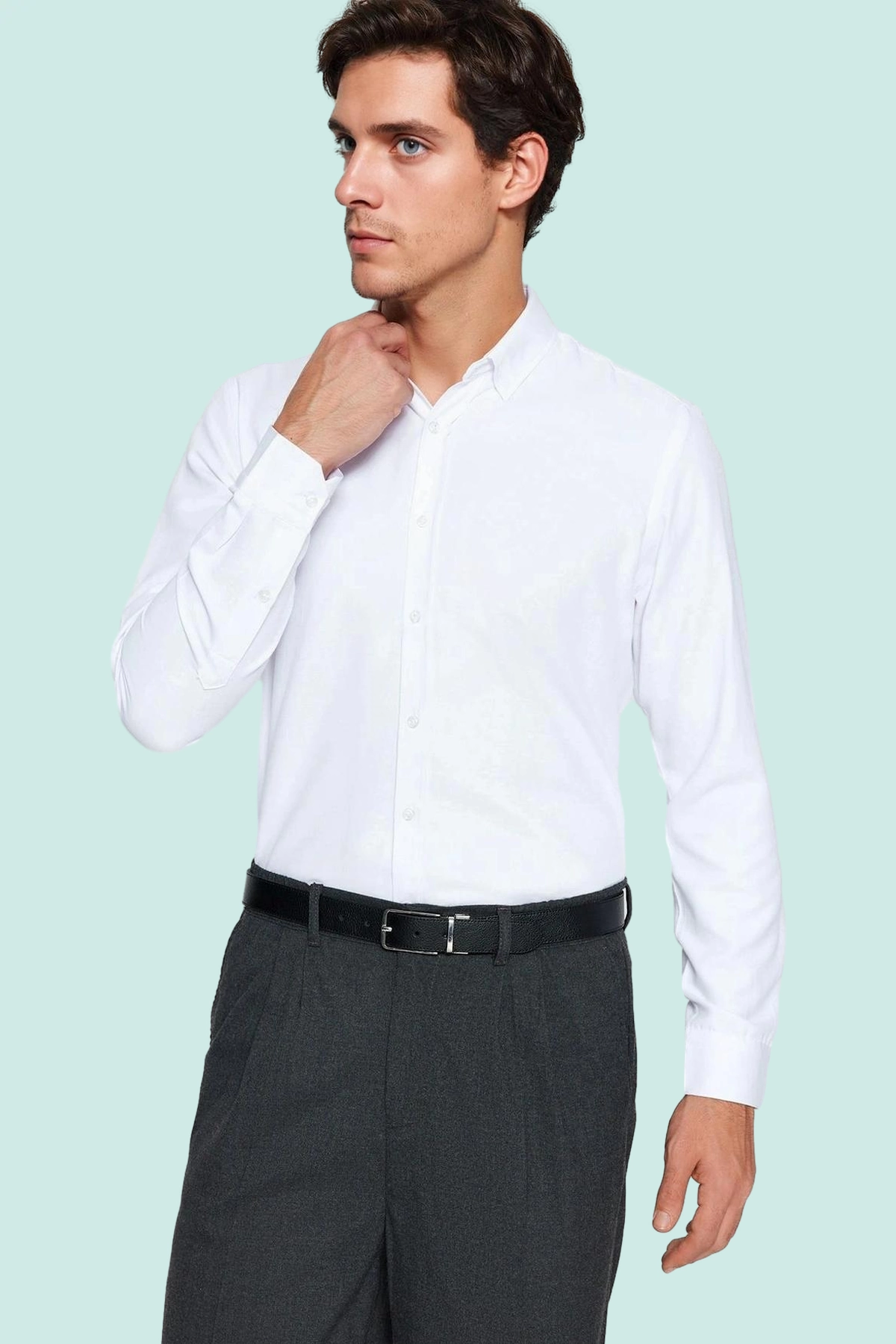 Erkek Slim Fit Gömlek Kolay Ütü Standart Kol Yaka Casual Günlük Kullanım Dayanıklı Malzeme