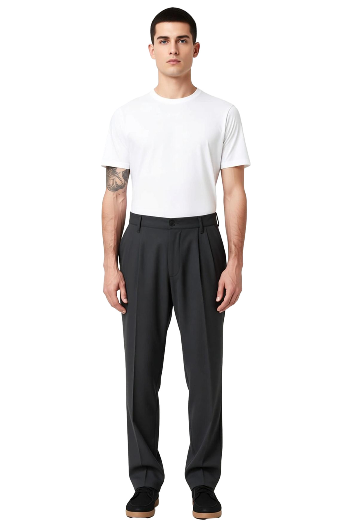 Erkek Moda Baggy Fit Boru Paça Pantolon Düz Desen Günlük Kombinler Kullanım
