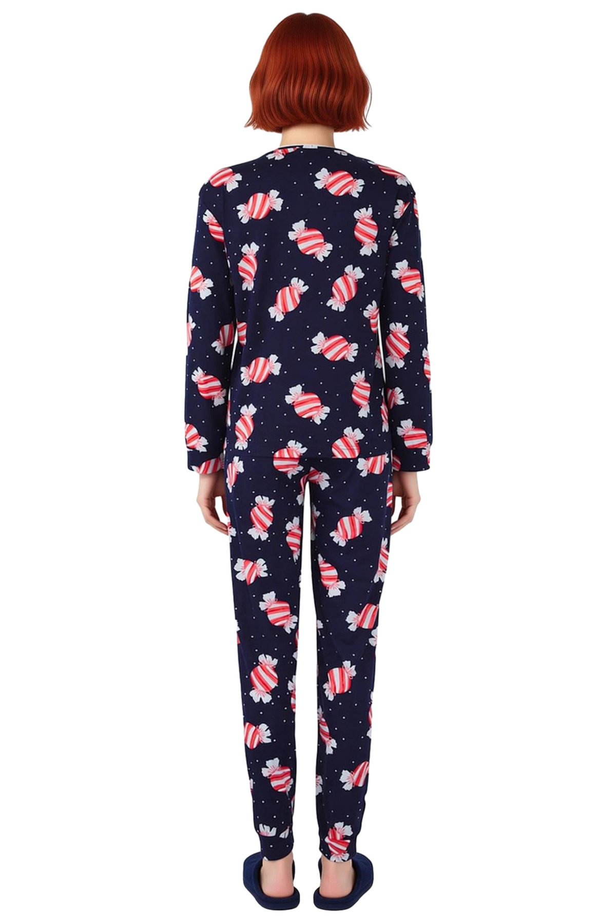 Kadin Seker Desenli %100 Pamuklu Pijama Takımı Fonksiyonel Dayanıklı Kaliteli Konforlu Şık